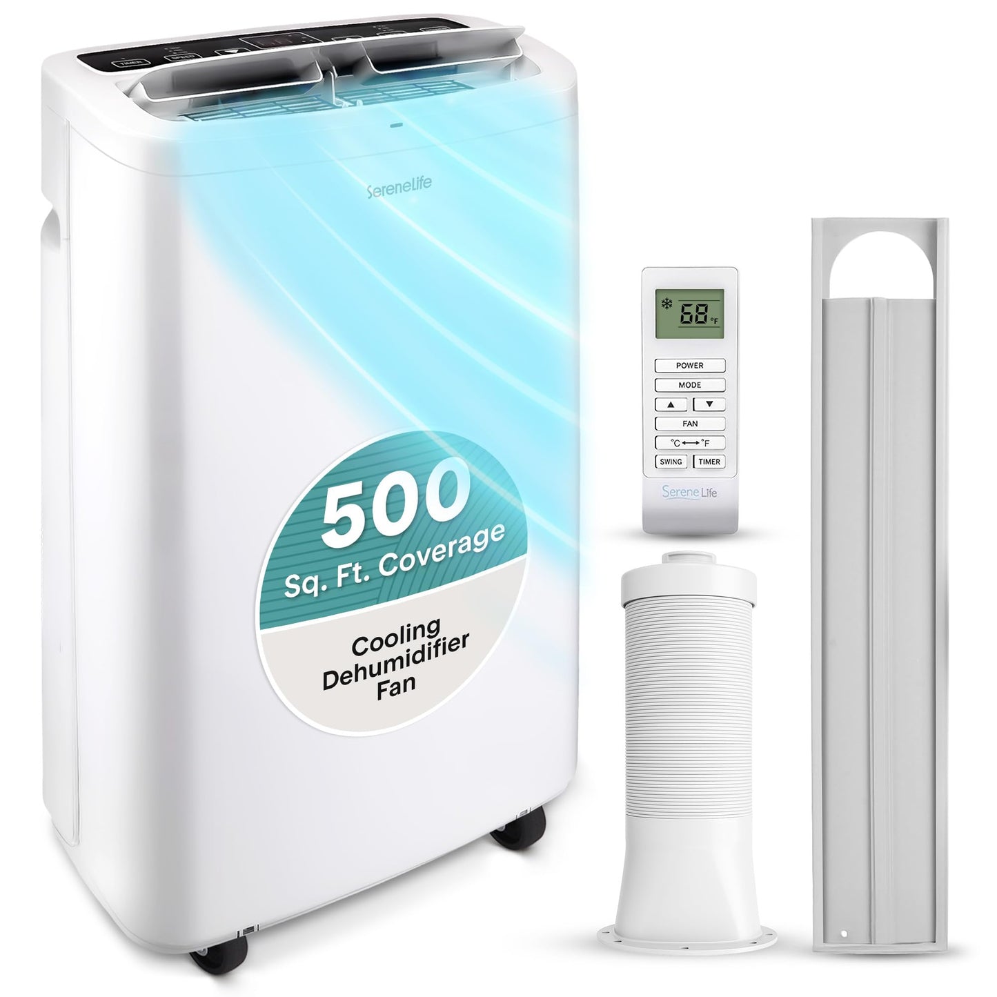 SereneLife 3-in-1 Portable Air Conditioner with Built-in Dehumidifier Function,Fan Mode, Remote Control, Complete Window Mount Exhaust Kit