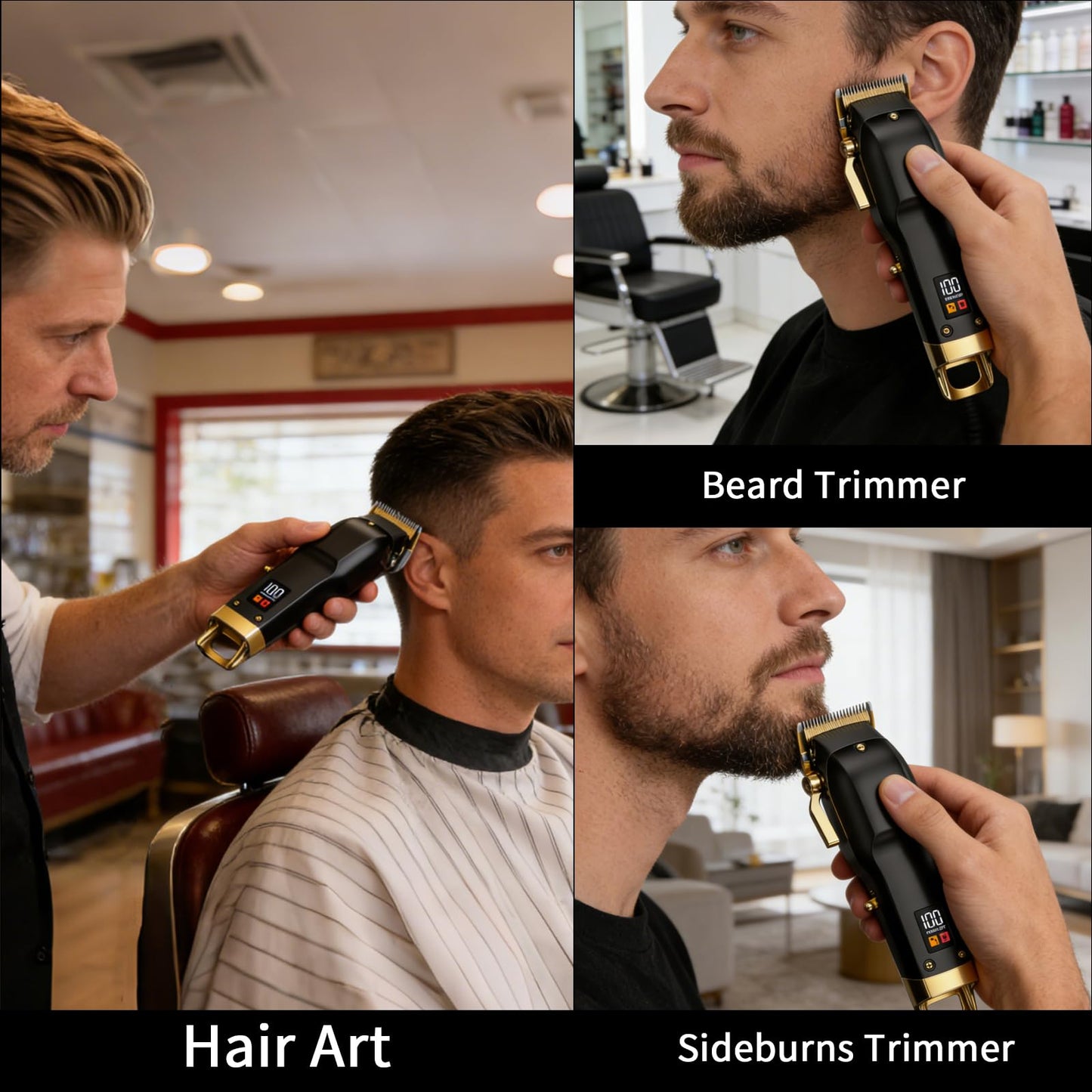 Beard Trimmer for Men - Rechargeable Men's Hair Clippers & Razor, Cordless Hair Trimmer for Face, Neck, Groin & Manscaping, Ideal Gift for Men, Black