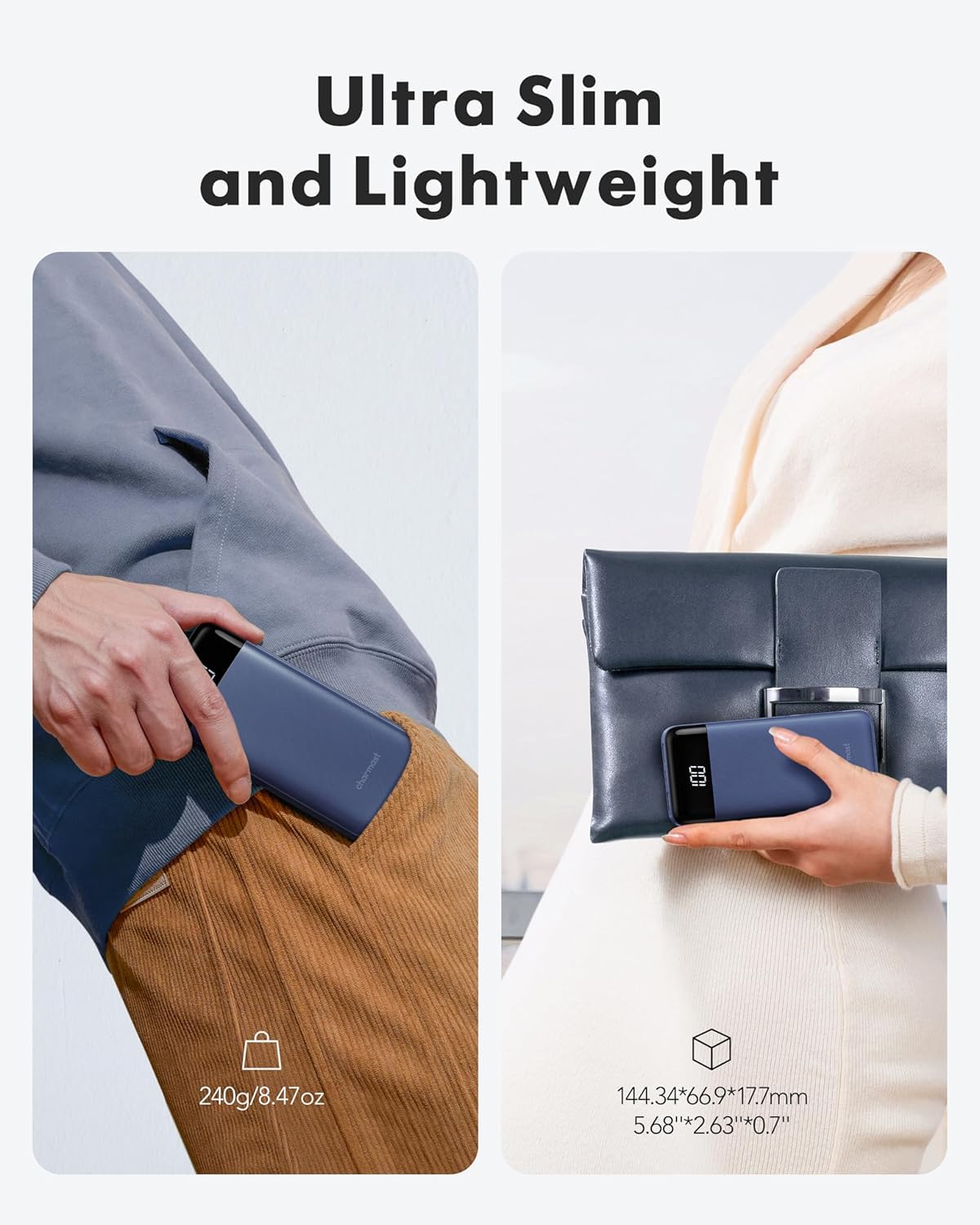 charmast Portable Charger with Built in Cables, Power Bank with Cords Wires, Slim 10000mAh Travel Battery Pack 6 Outputs 3 Inputs 6A Fast Charging for Samsung Google Pixel LG Moto iPhone iPad