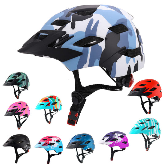 Kids Bike Helmet,Bavilk Kids Boys Girls Bike Helmets with LED Light Detachable Visor Children Youth Teen Multi-Sport for Skating Cycling Scooter Skateboard Adjustable & Lightweight 19.7"-22.4"