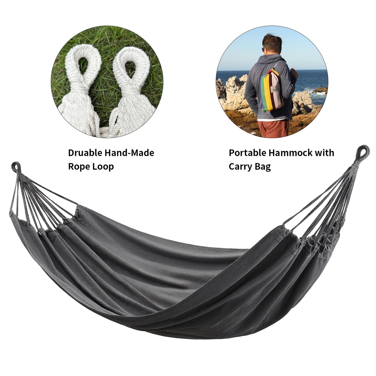 Brazilian Double Hammock with Tree Straps,Extra Large 94x63IN,2 Persons Hammock for Backyard Patio Outdoor Indoor,450lbs Weight Capacity,Soft Woven Cotton Fabric - Natrual White with Tassels