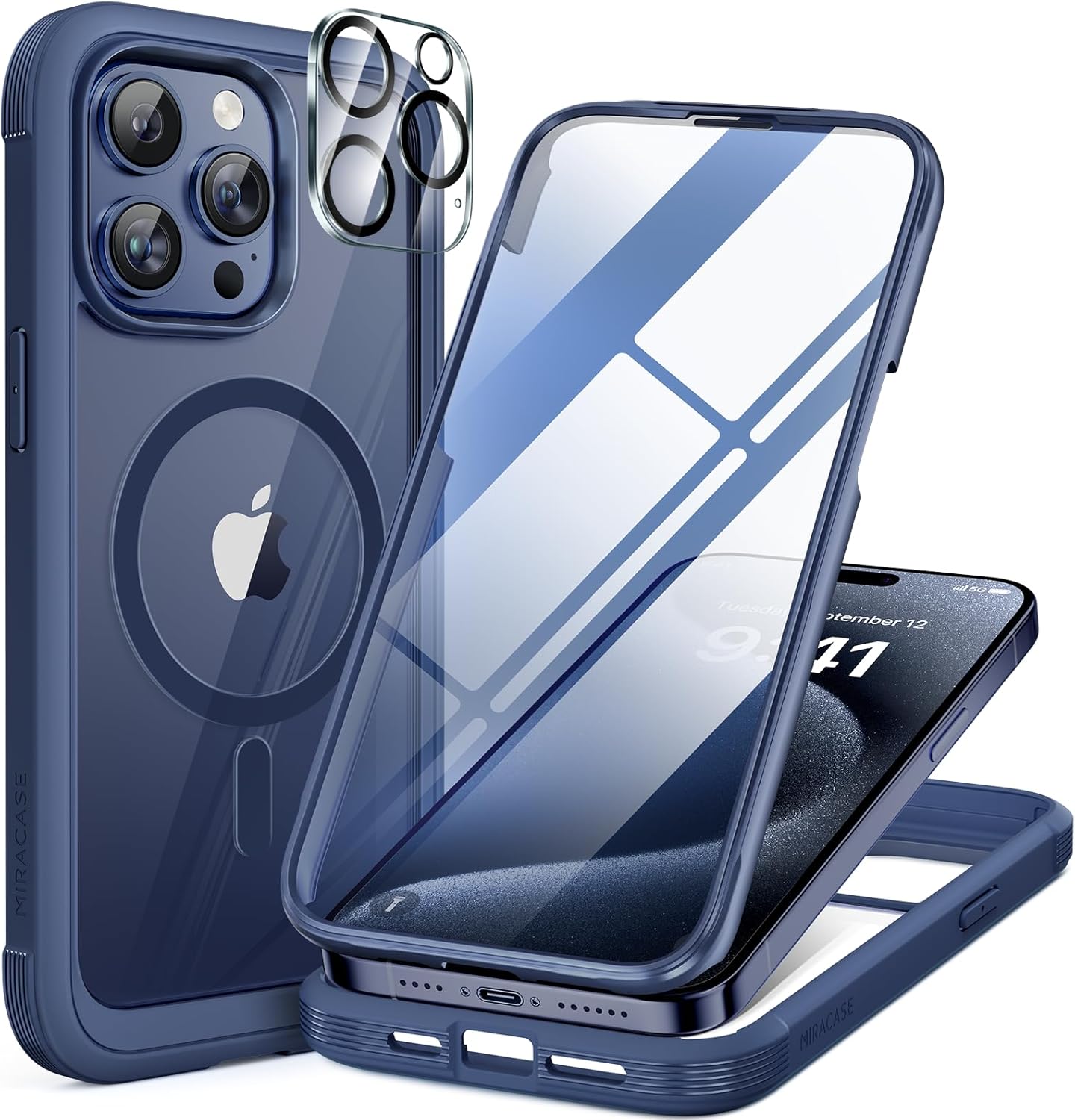 Miracase for iPhone 17e Case& iPhone 16e Case, Full-Body Phone with Built-in Glass Screen Protector, [Magnetic with MagSafe] Military Drop Proof 17 E/ 16 E Cover Bumper 6.1 inch, Black
