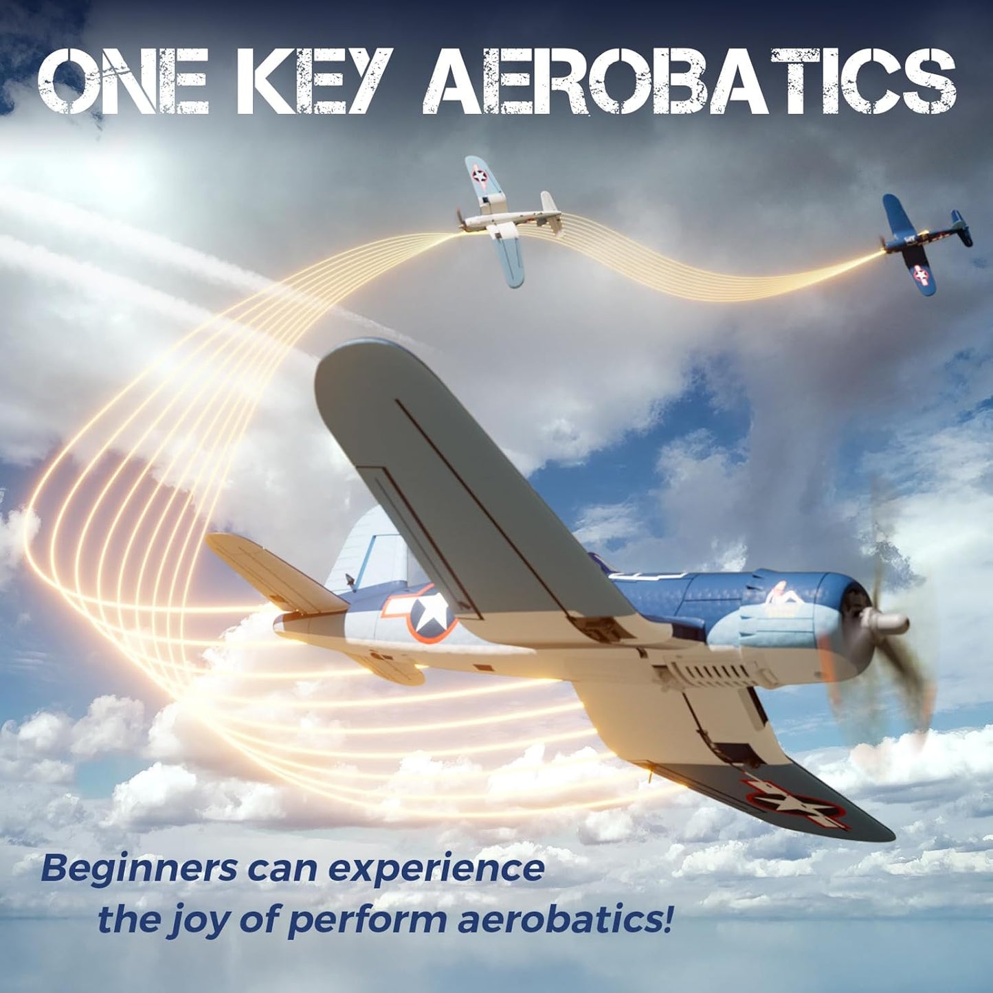 CKYSCHN Brushless RC Plane F4U Corsair - 4CH 500mm RC Airplane 3 Modes to Learn Flight & 6-Axis Gyro, 2.4GHz RTF Remote Control Airplane for Adults - One Key Aerobatic