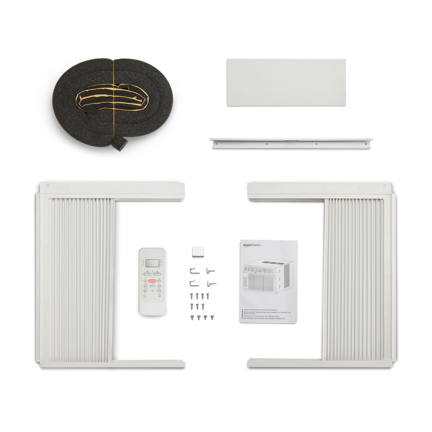 Amazon Basics 5000-BTU Window Air Conditioner with Quiet Operation, Up to 150 Sqf, Cool and Fan Functions, Washable Filter, Adjustable Window Kit, Intuitive Mechanical Controls, for Small Room, White