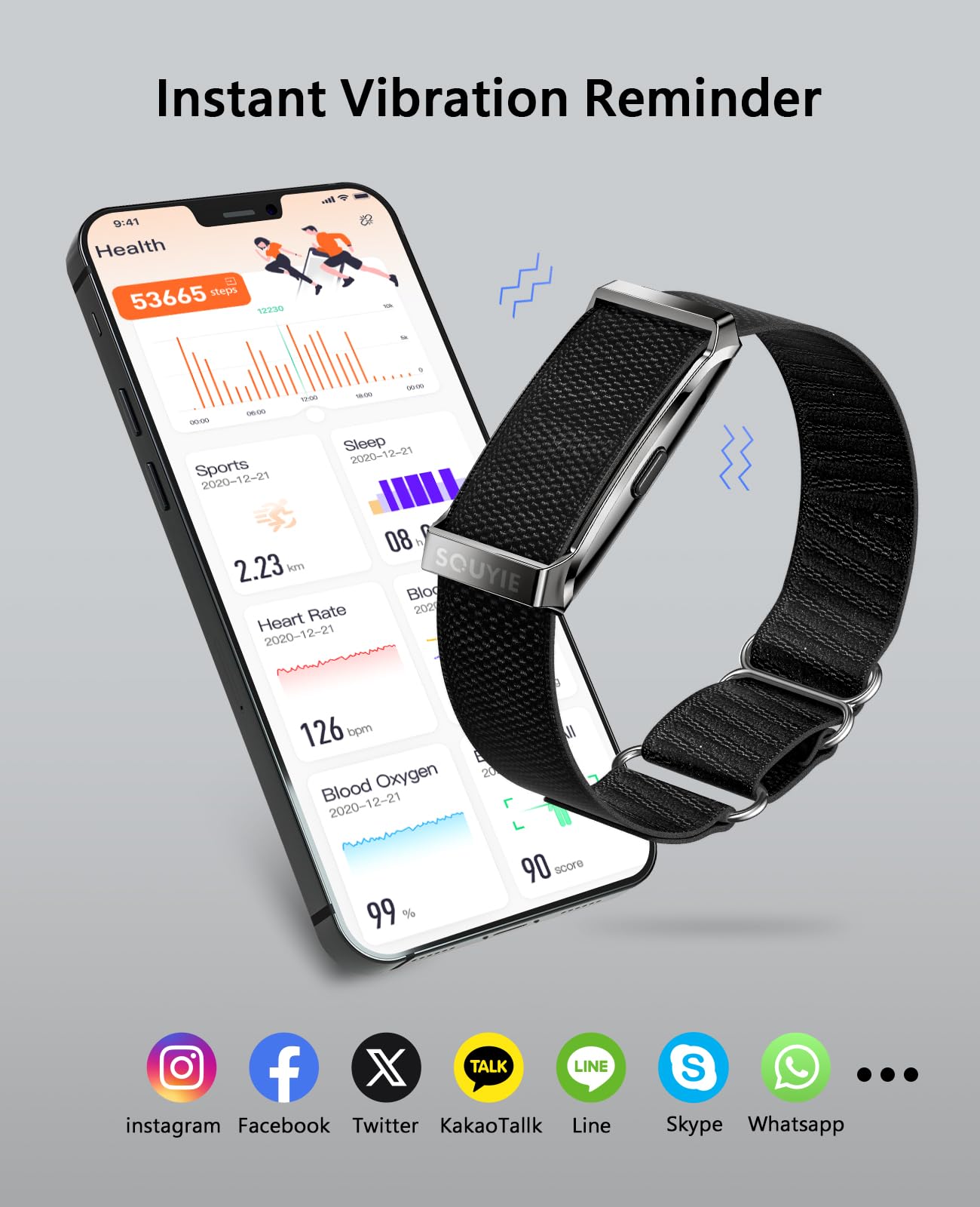 Smart Bracelet for Men Women, Health Activity Fitness Trackers, 24H Sleep Tracker, 24/7 Continuous Heart Rate/Blood Pressure/HRV/Stress Monitor, 170+ Sports Modes Smart Wristband with 2 Bands Free APP