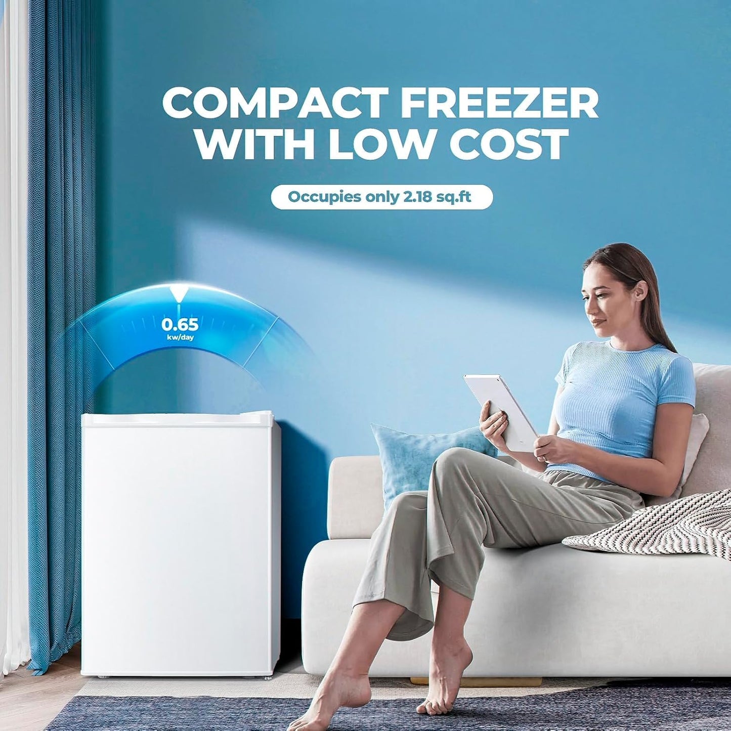 1.1 Cu.ft Upright Freezer, Small Mini Freezer with Adjustable Thermostat, Removable Shelves, Reversible Single Door, for Bedroom/Home/Dorms/Apartment, Silver