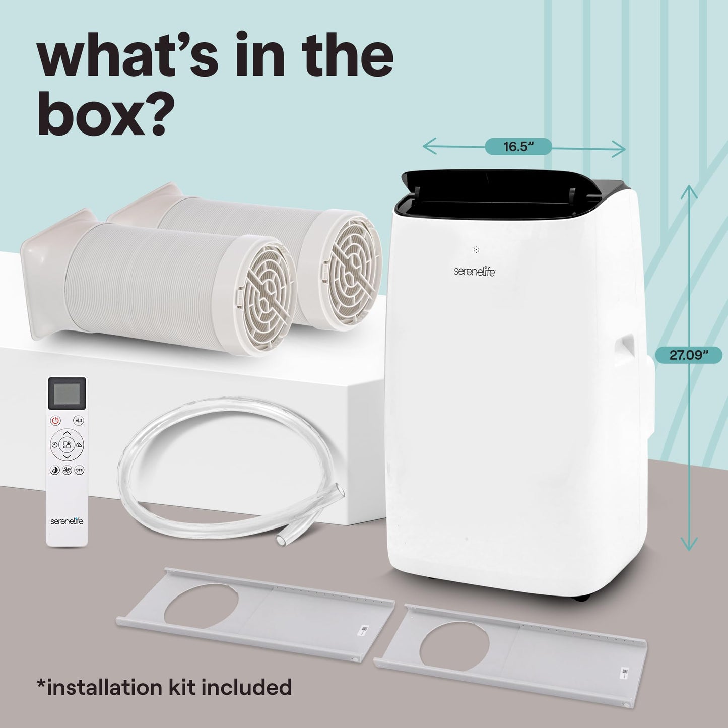 SereneLife 3-in-1 Portable Air Conditioner with Built-in Dehumidifier Function,Fan Mode, Remote Control, Complete Window Mount Exhaust Kit