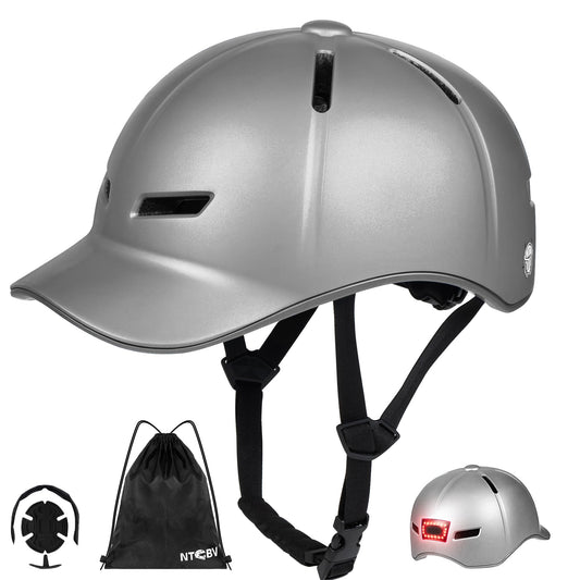 Bike Helmet Adult Men/Women-USB Rechargeable Rear Light CPSC/ASTM Certified 2 Removable Liners Adjustable Lightweight Baseball Cap Style for Youth Road&Mountain Biking Skating Scooter
