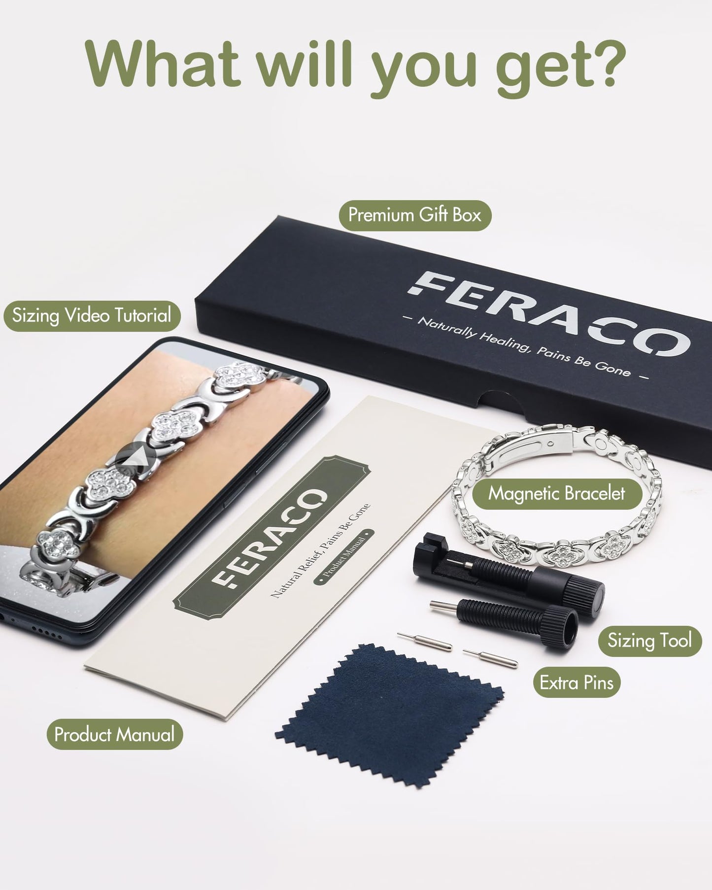 Feraco Pure Copper Bracelets for Women, Ultra Strength Magnetic Therapy Bracelet for Pain Relief with Neodymium Magnets & Sparkling Cubic Zirconia, Adjustable, Infinite Clover Jewelry