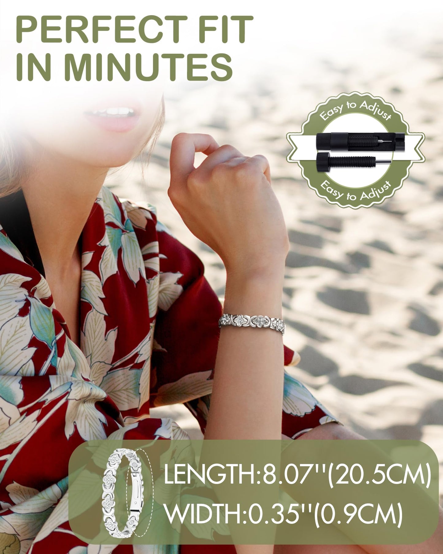 Feraco Pure Copper Bracelets for Women, Ultra Strength Magnetic Therapy Bracelet for Pain Relief with Neodymium Magnets & Sparkling Cubic Zirconia, Adjustable, Infinite Clover Jewelry