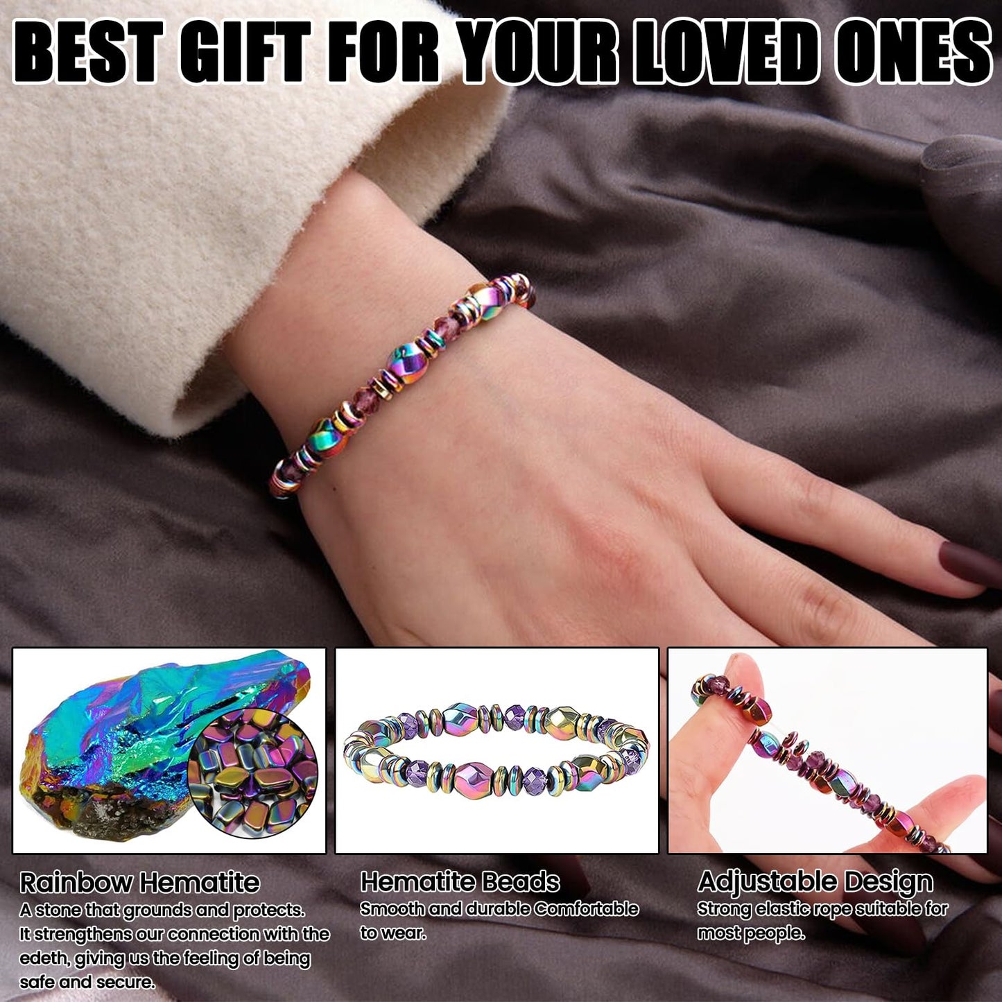 Magnetic Healing Bracelet – Adjustable Hematite Bracelet for Lymph Drainage, Arthritis, Anxiety Relief, Swelling Reduction & Weight Loss – Slimming Bracelet for Women & Men