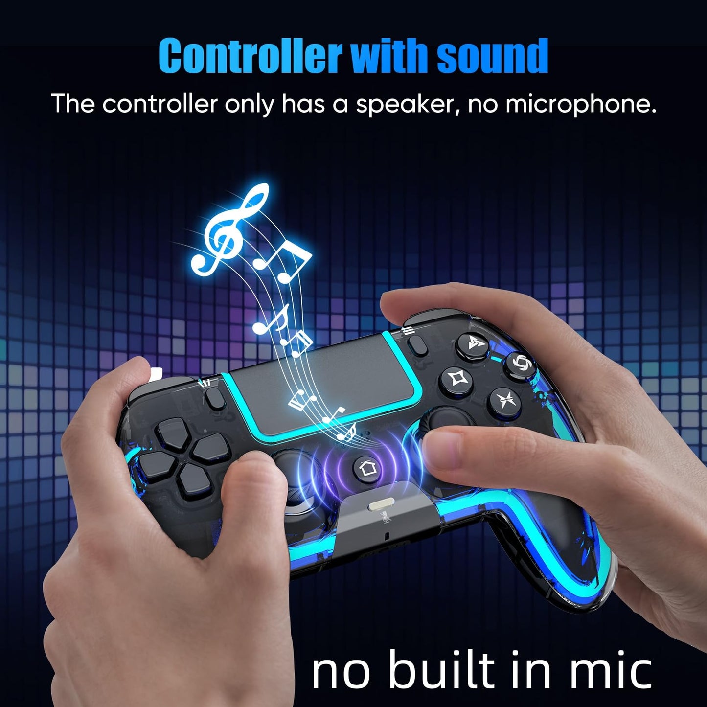 BETMI Wireless Controller for PS5, Pro/Slim/MAC/Steam Deck/PC, Hall Effect Joystick, Dual Vibration/Marco/Turbo, 3.5mm Jack, 6-Axis, Mute Key, LED Gamepad with Speaker (4 Lighting Effects, 9 Light Colors)
