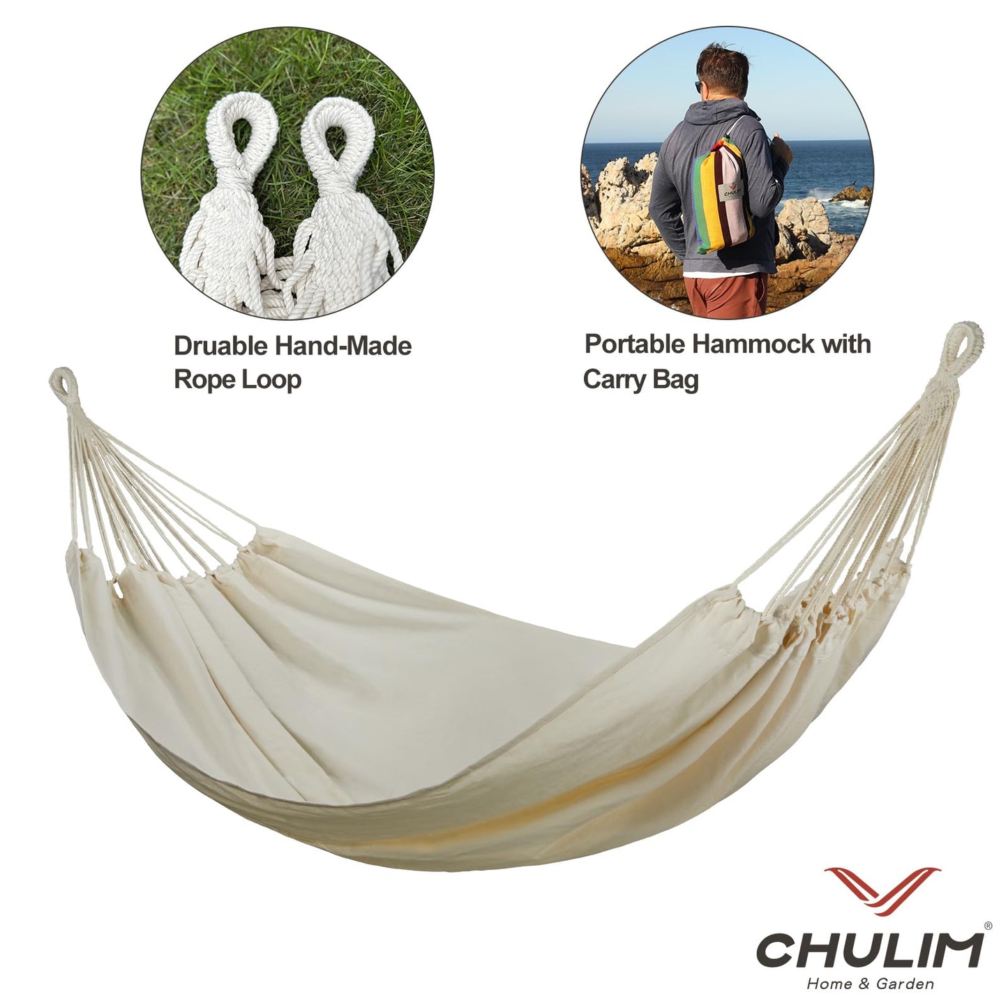 Brazilian Double Hammock with Tree Straps,Extra Large 94x63IN,2 Persons Hammock for Backyard Patio Outdoor Indoor,450lbs Weight Capacity,Soft Woven Cotton Fabric - Natrual White with Tassels