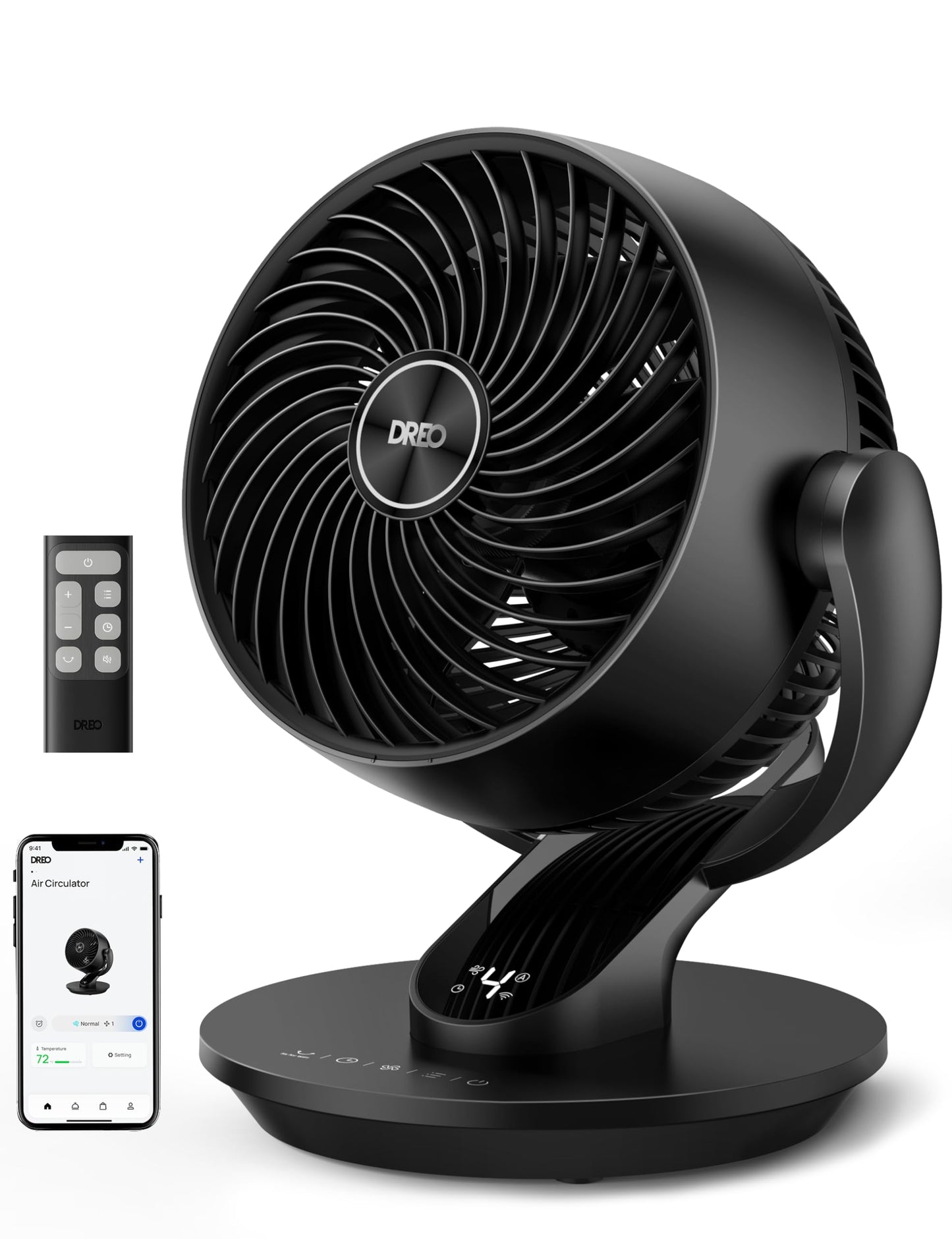 DREO Fan for Bedroom, 13-Inch Oscillating Table Air Circulator Fan for Whole Room, 120° Tilt Adjustment, 28dB Ultra-Quiet, 70ft Powerful Airflow, 4 Speeds Desk Fans with Remote for Home, Office