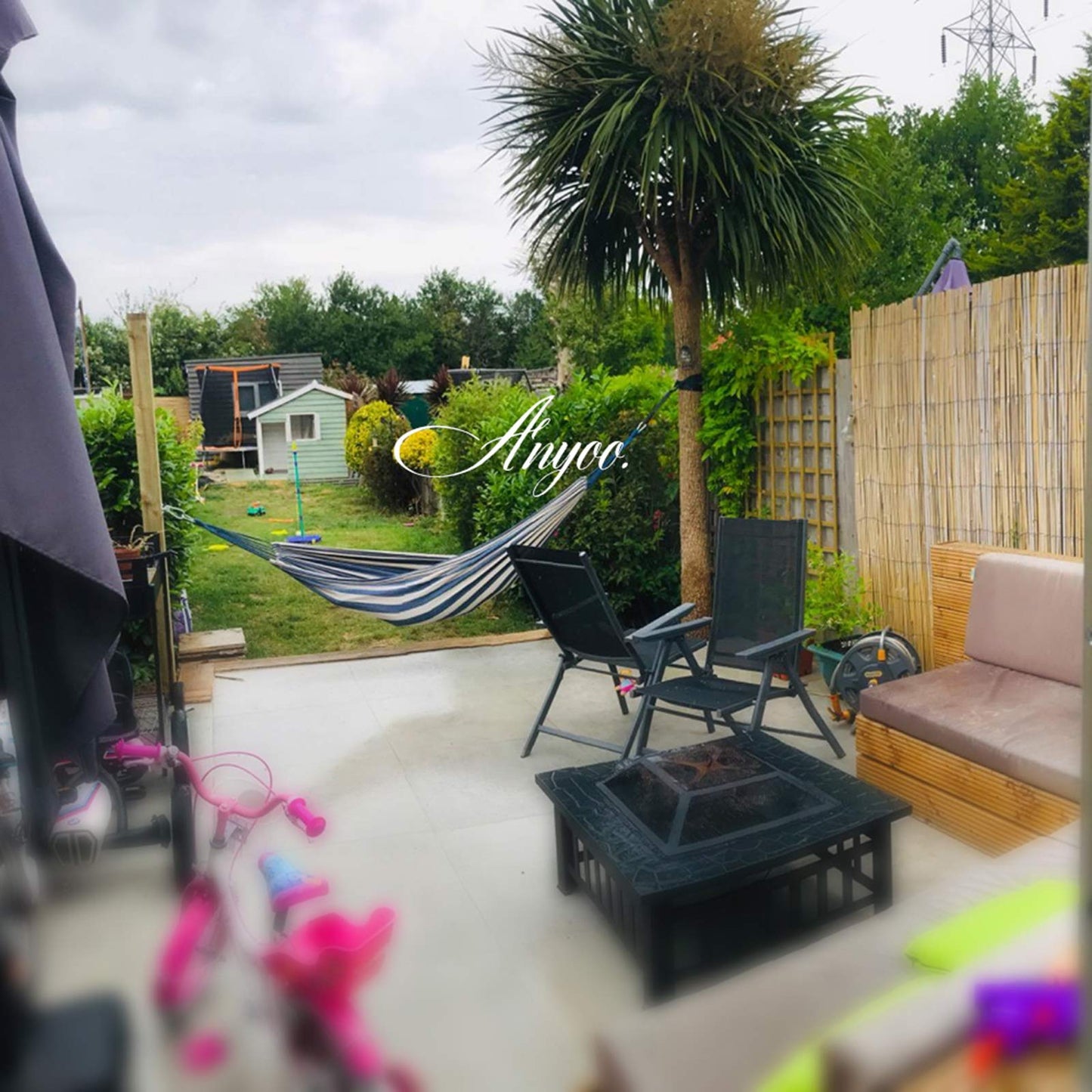 ANYOO Cotton Hammock Portable Camping Hammocks for Hanging Sturdy Garden Comfortable Fabric Hammock with Tree Straps Up to 660lbs with Travel Bag for Camping Outdoor/Indoor Patio Backyard