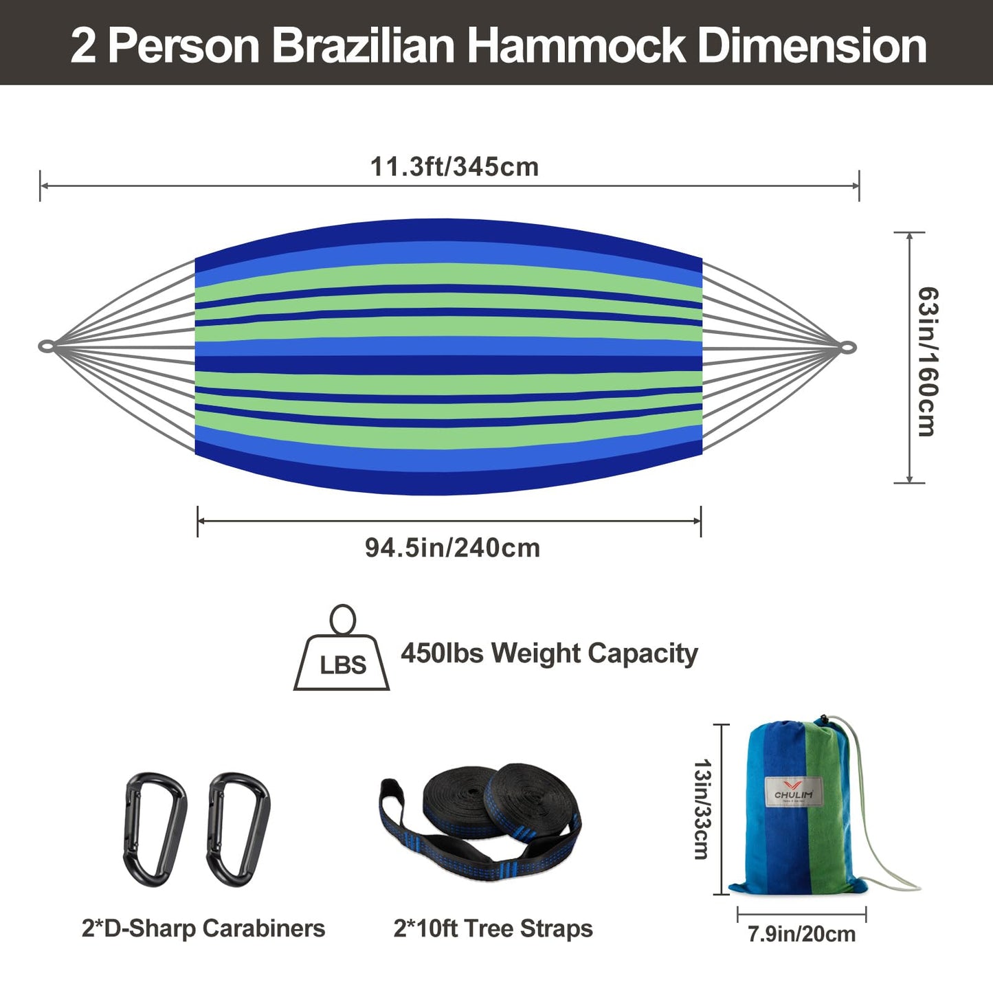 Brazilian Double Hammock with Tree Straps,Extra Large 94x63IN,2 Persons Hammock for Backyard Patio Outdoor Indoor,450lbs Weight Capacity,Soft Woven Cotton Fabric - Natrual White with Tassels