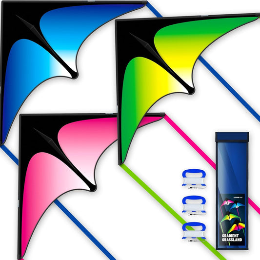 Delta Kite Three Set for Kids and Adults,Easy to Fly Adult Kites,Perfect Family Kite for Parks and Beach, Delta Kites for Fun Outdoor Activities