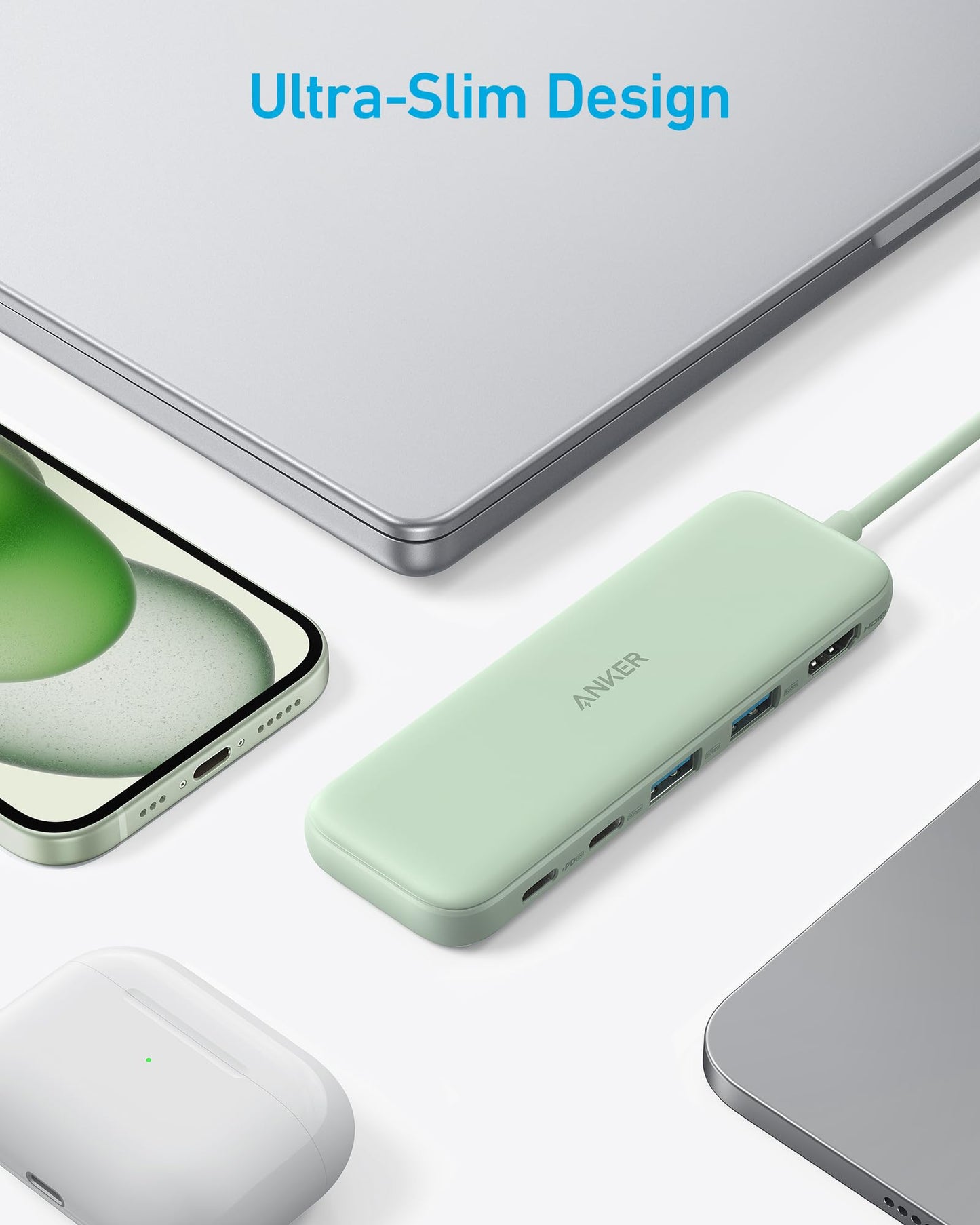 Anker USB C Hub, 5-in-1 USBC to HDMI Splitter with 4K Display, 1 x Powered USB-C 5Gbps & 2×Powered USB-A 3.0 5Gbps Data Ports for MacBook Pro, MacBook Air, Dell and More