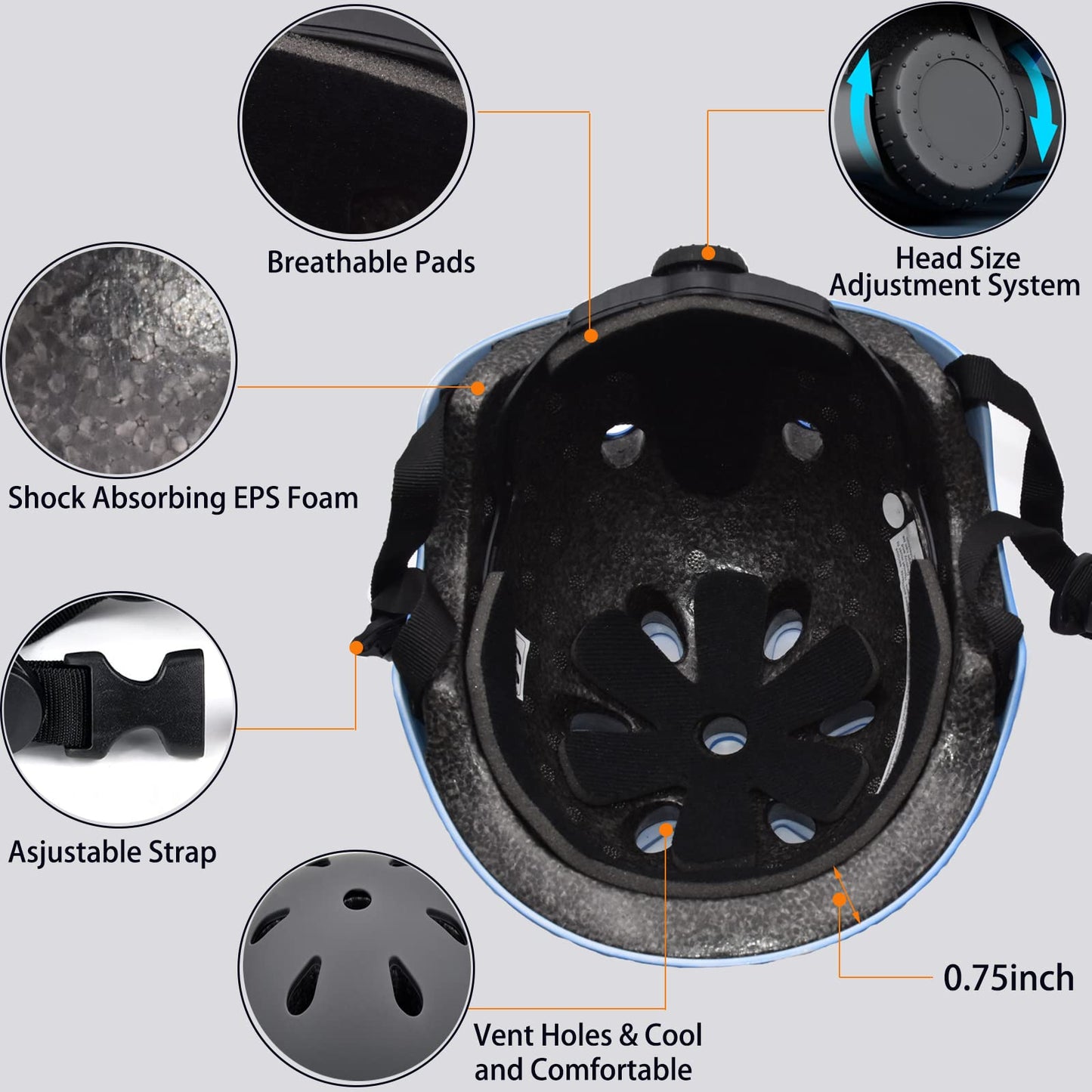 Kids Bike Helmet Set Adjustable for Children, Boys, Girls and Teenagers Aged 3-8 Years Includes Elbow, Knee, Wrist Guards Children's Helmet Protection Set for Bikes SkateboardsRollerskates