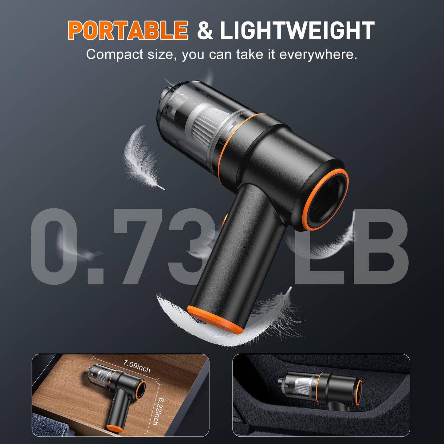 KMM Handheld Car Vacuum Cleaner, 9000Pa Vacuum Cleaner and Air Duster, 120W High Power Hand Held Vacuum with LED Light and Multi-Nozzles for Car, Home, Office, Pet