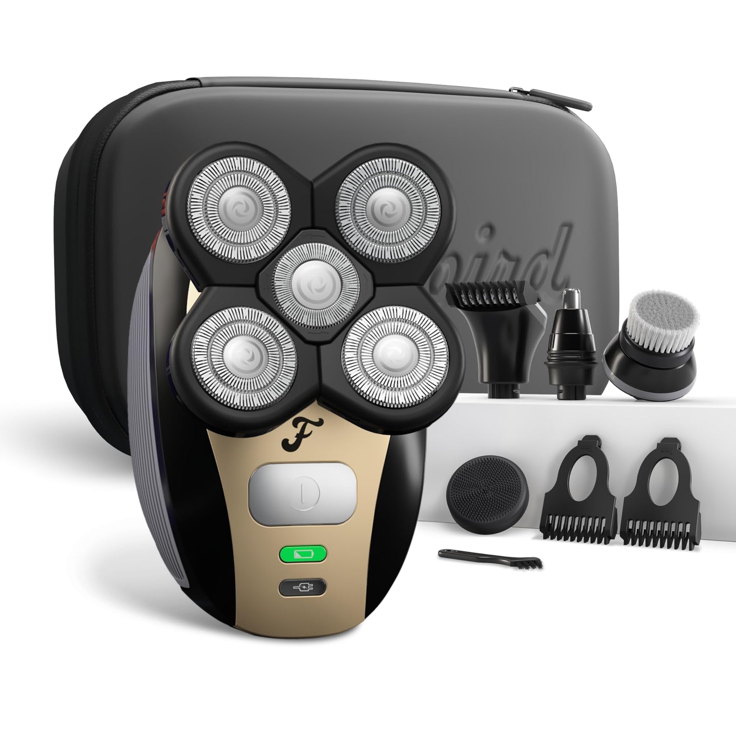 Freebird FlexSeries Electric Head & Body Hair Shaver, Mens Cordless Rechargeable Wet and Dry Skull, Bald Head, Back, Groin Waterproof Razor with Rotary Blades (FlexSeries Pro, Without Accessories)