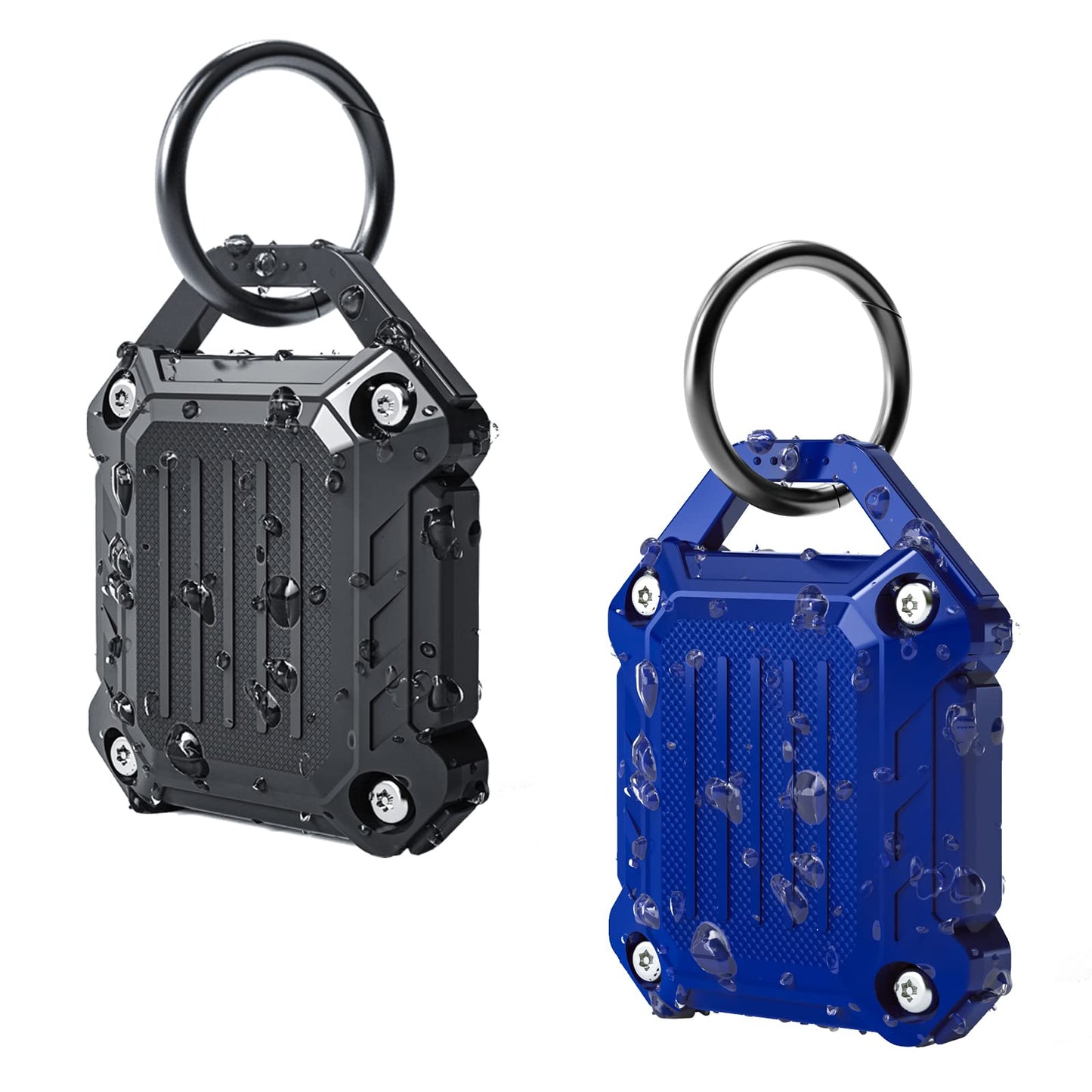 Dovick- Waterproof Airtag Keychain Holder Case,Screw Full Cover Compatible with Apple Air Tag Tracker Key Ring (Black 2Pack)