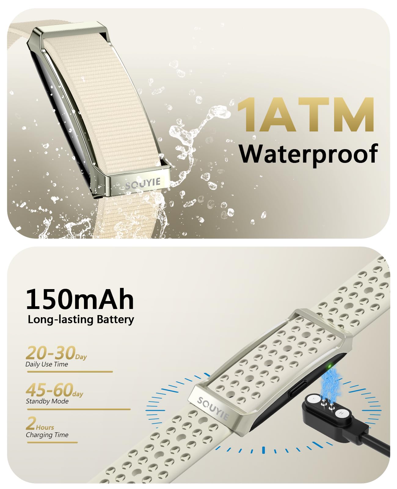 Smart Bracelet for Men Women, Health Activity Fitness Trackers, 24H Sleep Tracker, 24/7 Continuous Heart Rate/Blood Pressure/HRV/Stress Monitor, 170+ Sports Modes Smart Wristband with 2 Bands Free APP