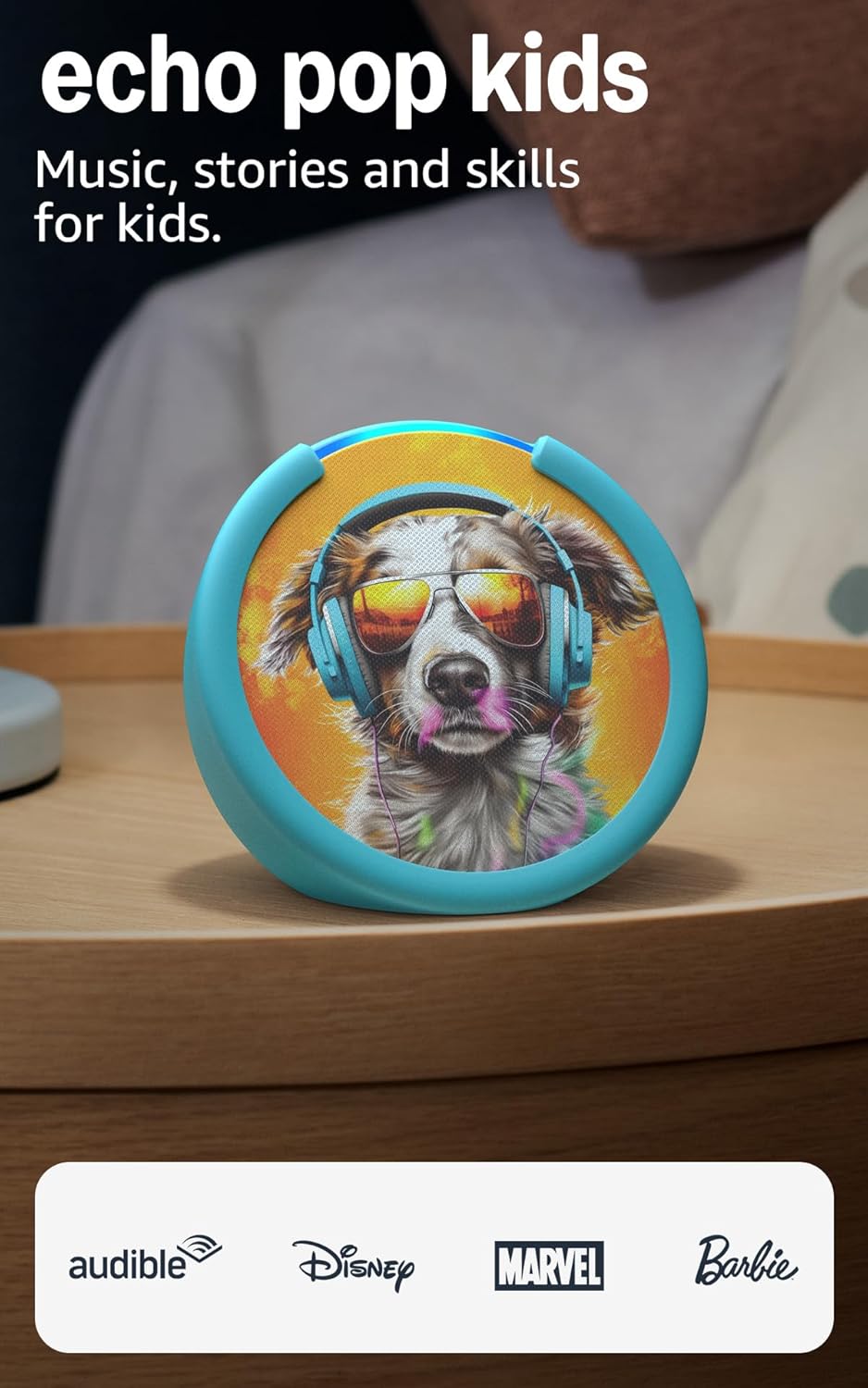 Amazon Echo Pop Kids (newest model), Designed for kids, Designed for Alexa+, parental controls, Includes 6 months of Amazon Kids+, Disney Princess