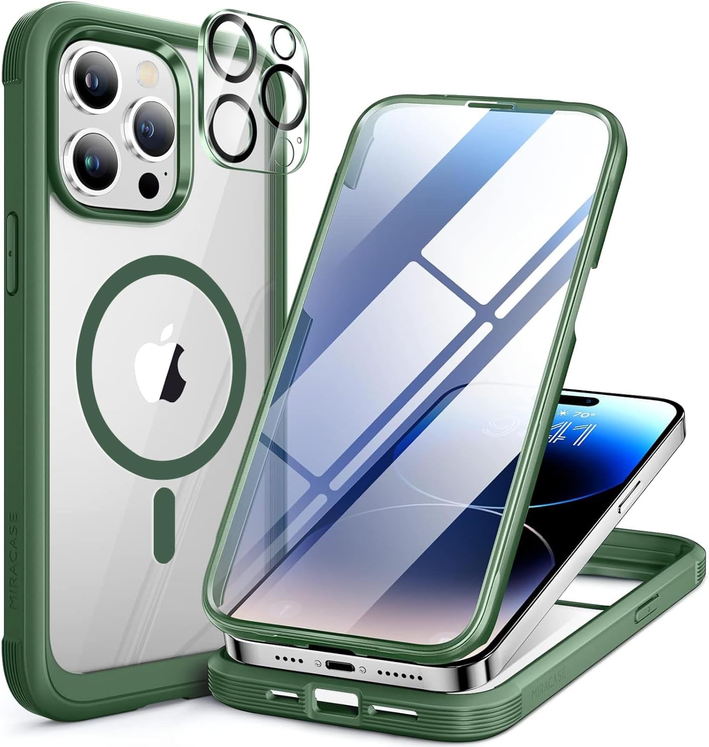 Miracase for iPhone 17e Case& iPhone 16e Case, Full-Body Phone with Built-in Glass Screen Protector, [Magnetic with MagSafe] Military Drop Proof 17 E/ 16 E Cover Bumper 6.1 inch, Black
