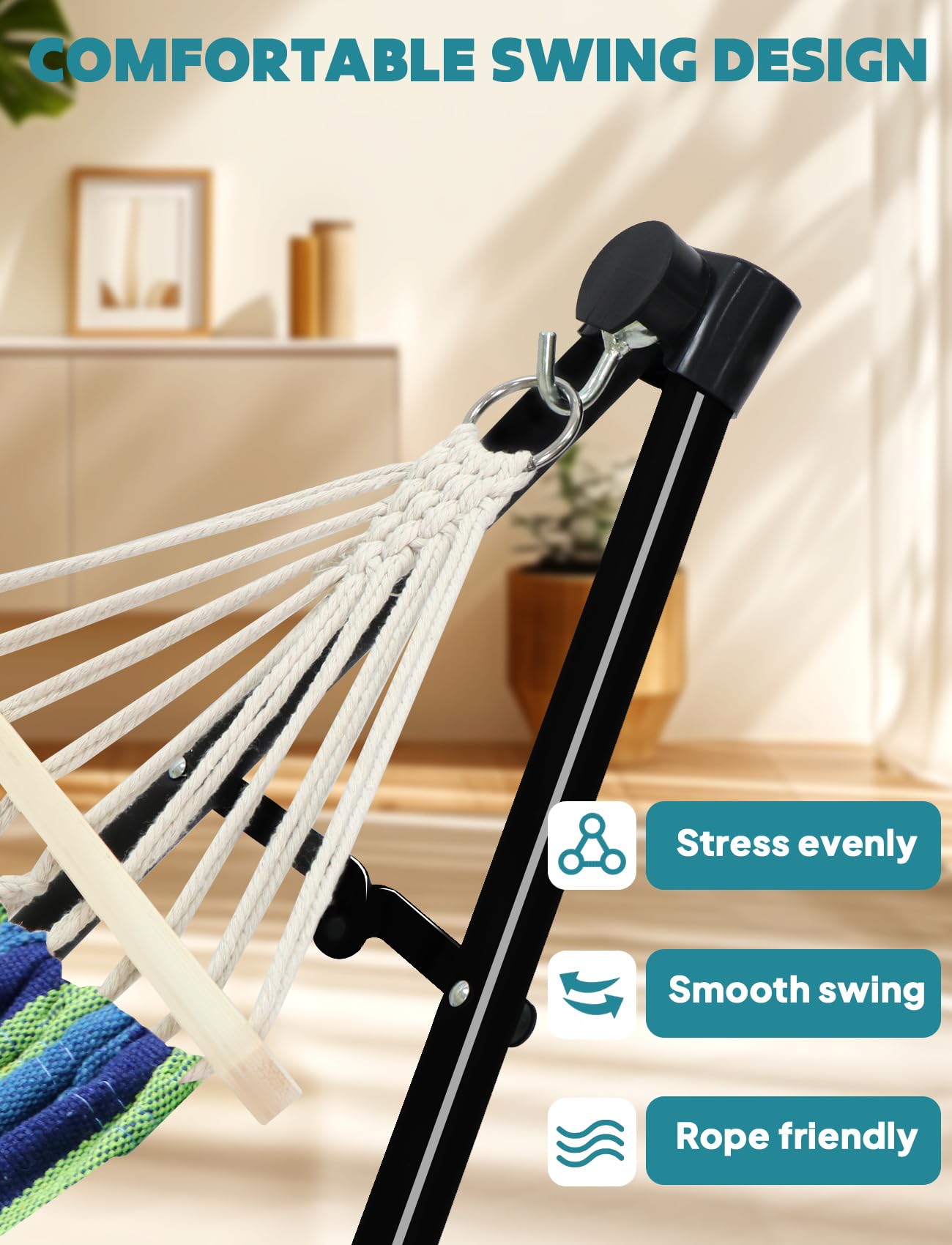 Anyoo 2 in 1 Hammock and Swinging Chair with Collapsible Steel Stand & Carrying Case,Portable & Adjustable,Easy Set Up for Outdoor,Indoor,Porch Swing,Patio,Garden,Camping Trip