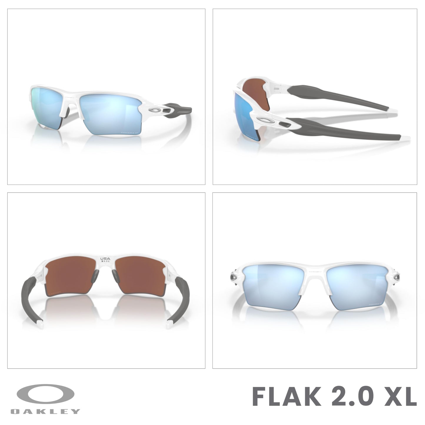 OAKLEY Flak 2.0 XL OO9188 Rectangle Sunglasses For Men+ Bundle Accessory Leash Kit, Microfiber Pouch