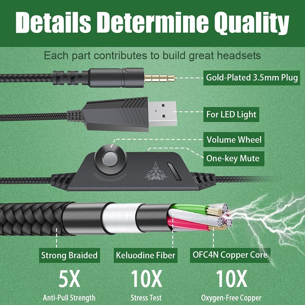 BENGOO G9000 Stereo Gaming Headset for PS4 PC Xbox One PS5 Controller, Noise Cancelling Over Ear Headphones with Mic, LED Light, 7.1 Surround Sound, Soft Memory Earmuffs for Nintendo Xbox Series X|S