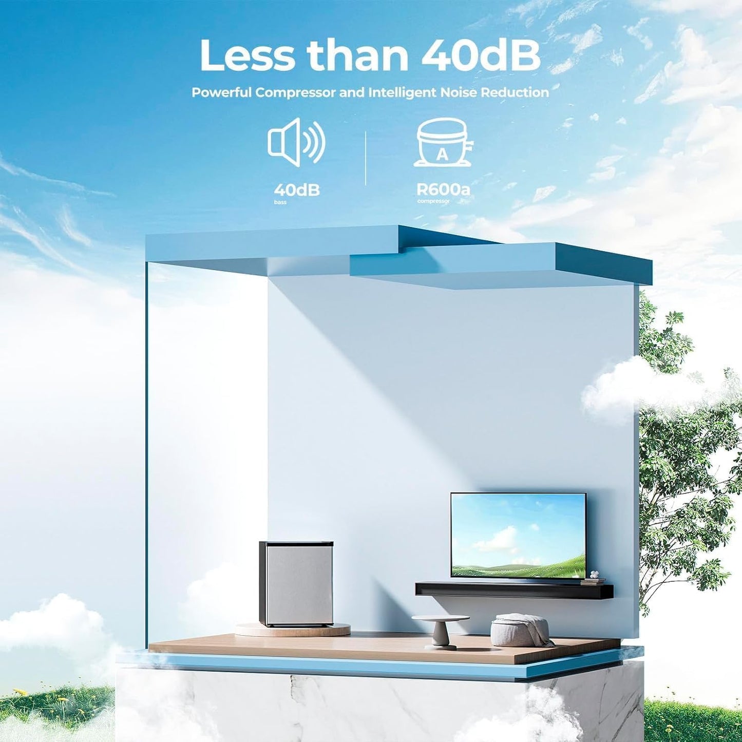 1.1 Cu.ft Upright Freezer, Small Mini Freezer with Adjustable Thermostat, Removable Shelves, Reversible Single Door, for Bedroom/Home/Dorms/Apartment, Silver