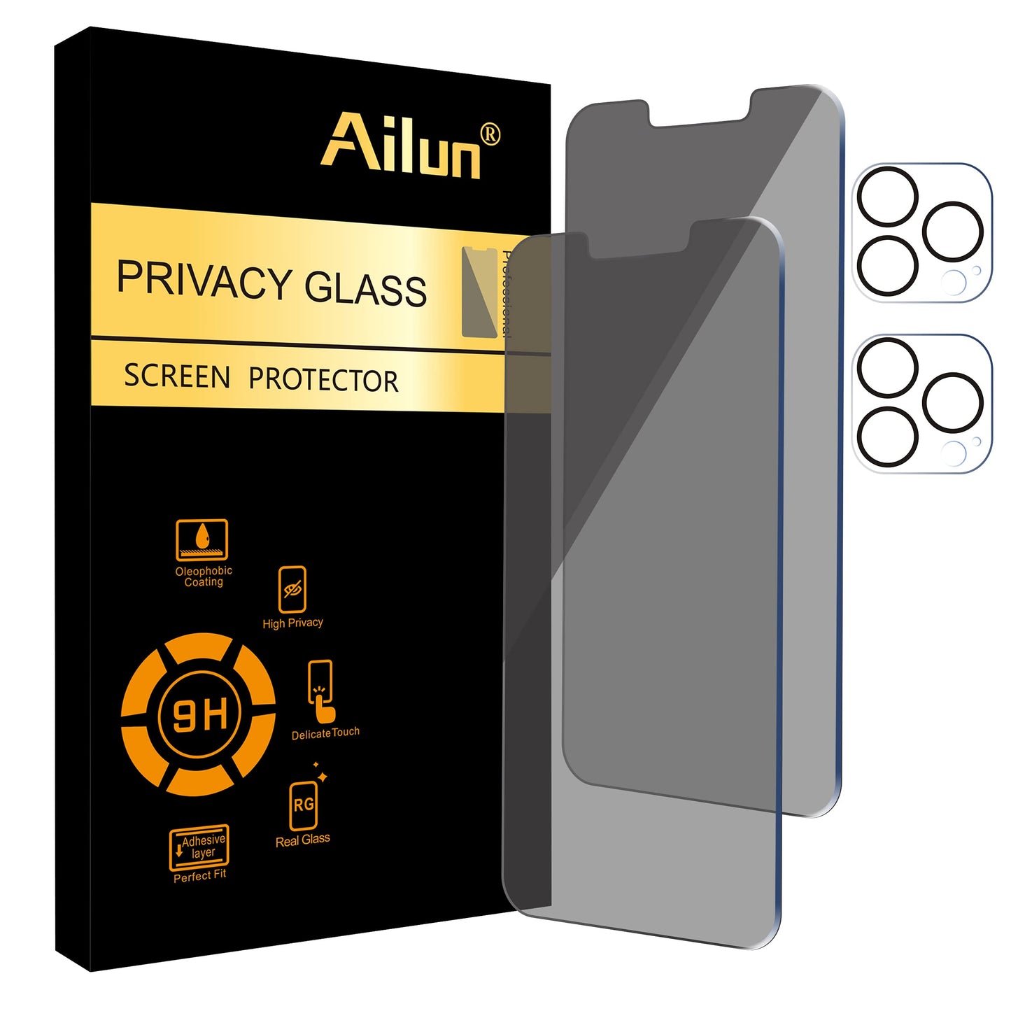 Ailun 3 Pack for iPhone 17 Pro Max Privacy Screen Protector [6.9 inch]+ 3 Pack Camera Lens Protector with Installation Frame,Dynamic Island Compatible,Anti Spy Tempered Glass[9H Hardness]-HD