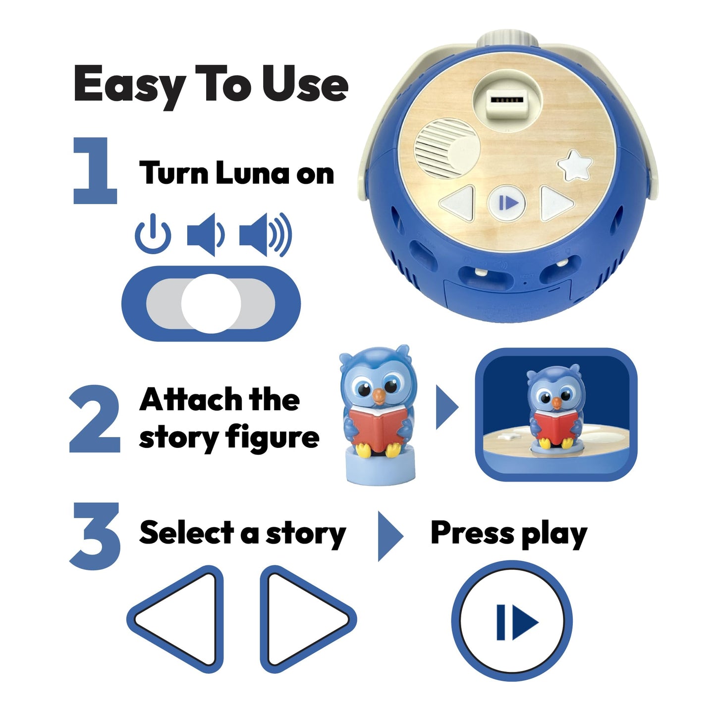 Kids Book Projector - 5 Read-Aloud Stories, 5 Songs, Night Light & Soothing Dream Music | Children Ages 3+ Storytime Projector for Kids & Toddlers | Educational Toys, Owl