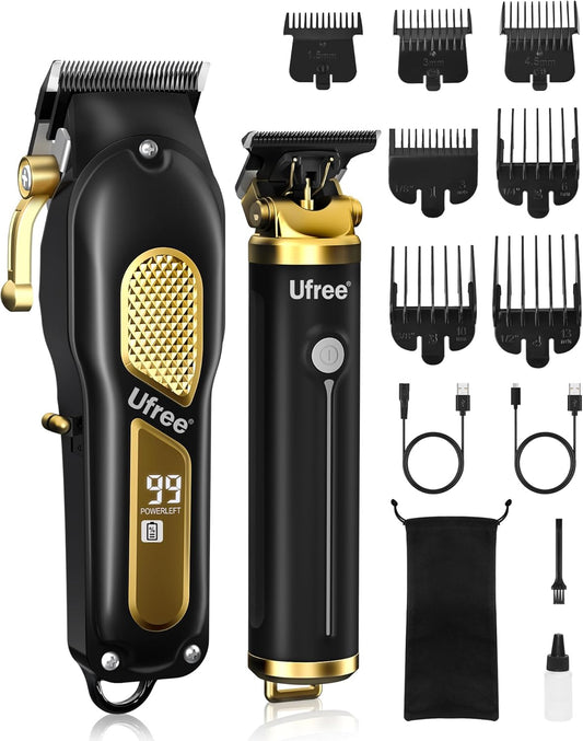 Ufree Professional Cordless Clippers and Trimmers Set for Men for Hair Cutting, Beard Trimmer, Barber Clippers, Rechargeable Electric Shaver, Gifts for Men