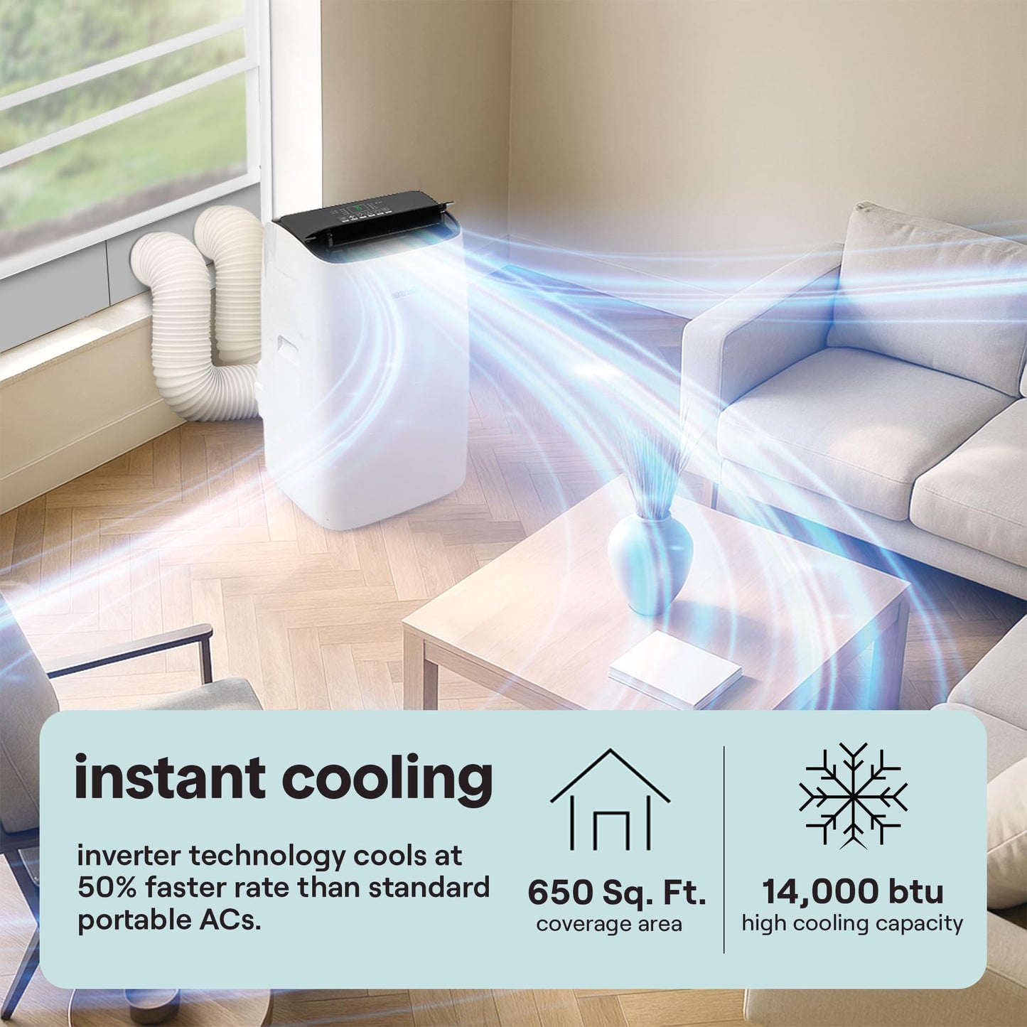 SereneLife 3-in-1 Portable Air Conditioner with Built-in Dehumidifier Function,Fan Mode, Remote Control, Complete Window Mount Exhaust Kit
