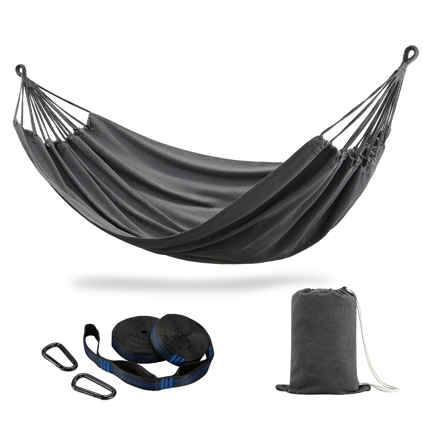 Brazilian Double Hammock with Tree Straps,Extra Large 94x63IN,2 Persons Hammock for Backyard Patio Outdoor Indoor,450lbs Weight Capacity,Soft Woven Cotton Fabric - Natrual White with Tassels