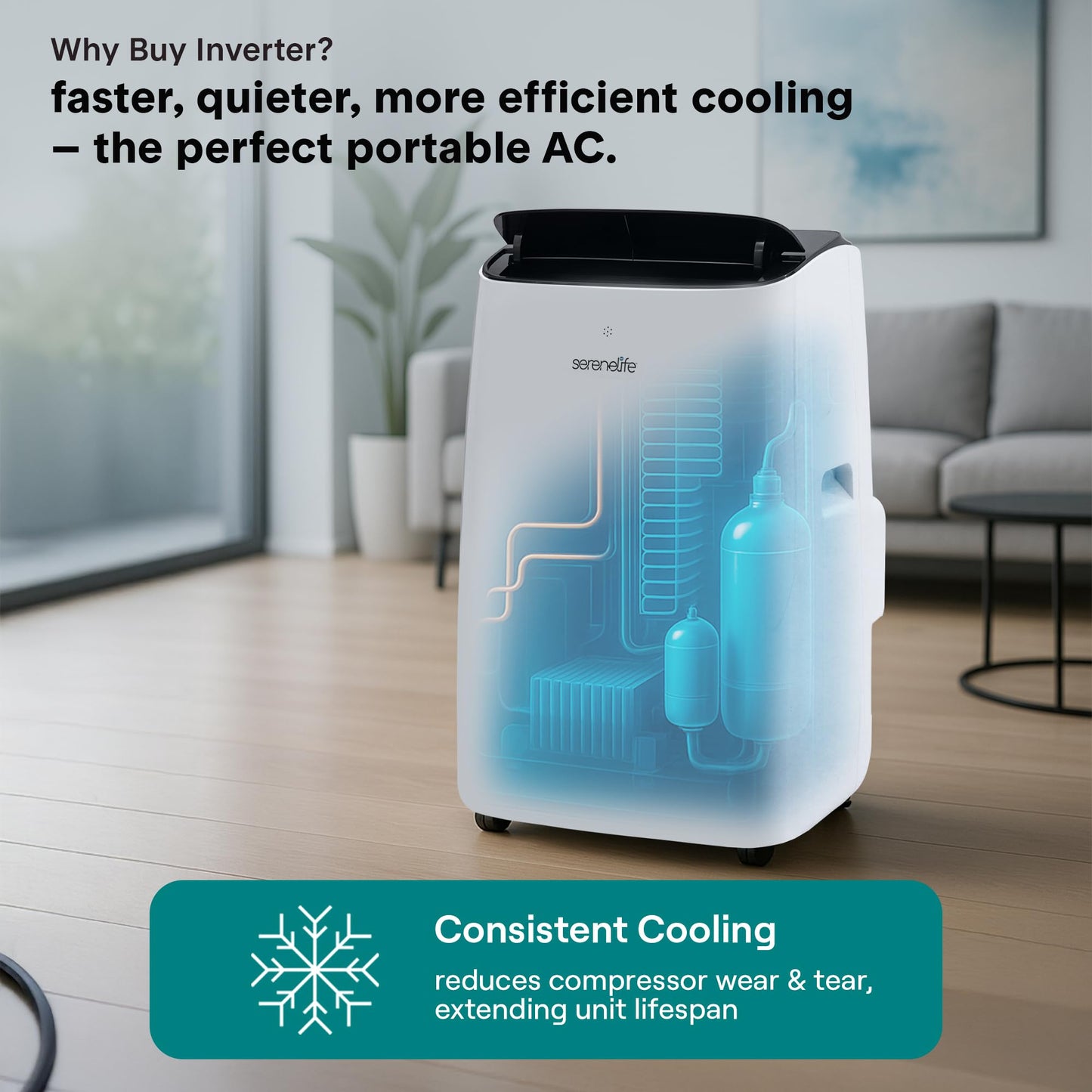 SereneLife 3-in-1 Portable Air Conditioner with Built-in Dehumidifier Function,Fan Mode, Remote Control, Complete Window Mount Exhaust Kit