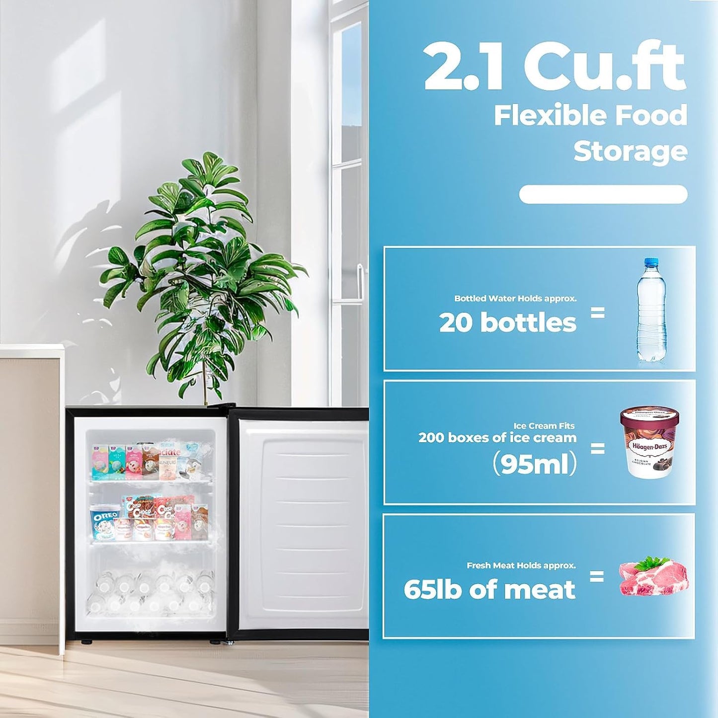 1.1 Cu.ft Upright Freezer, Small Mini Freezer with Adjustable Thermostat, Removable Shelves, Reversible Single Door, for Bedroom/Home/Dorms/Apartment, Silver