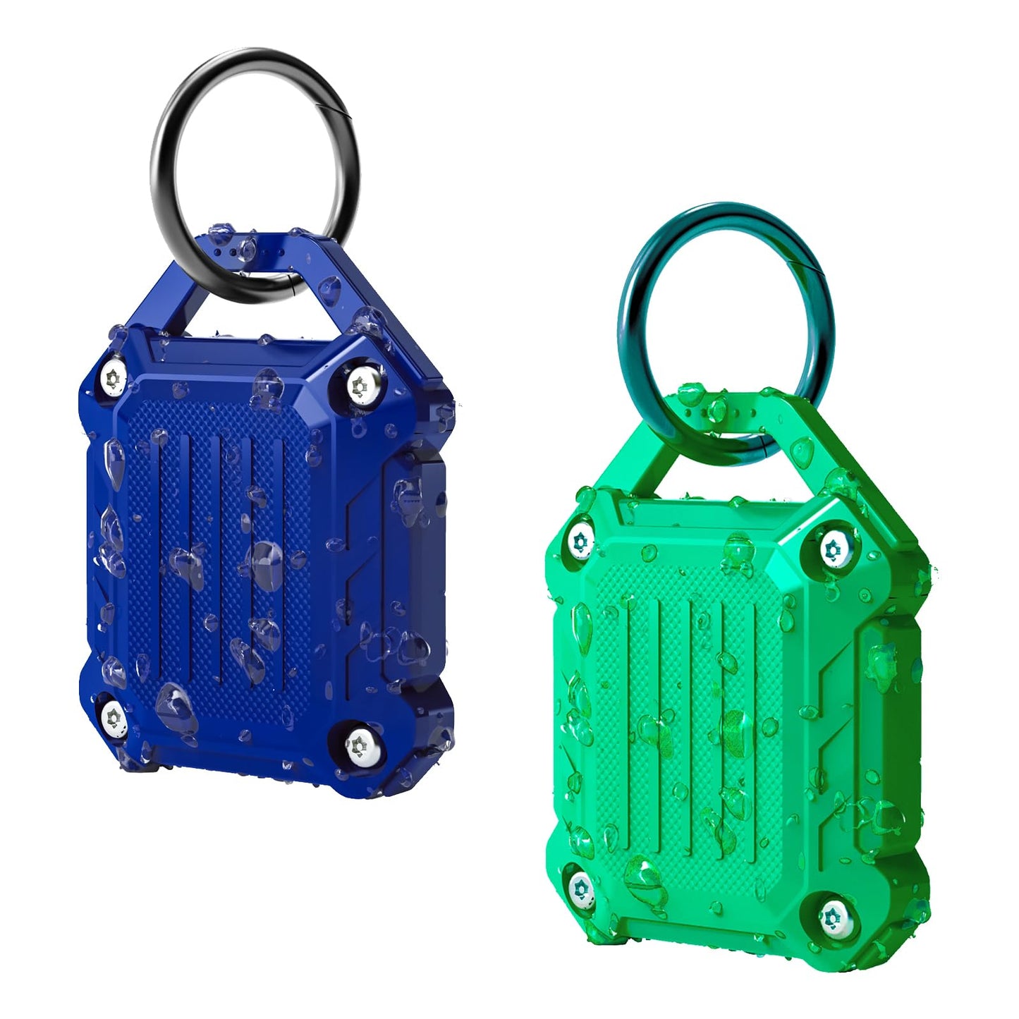 Dovick- Waterproof Airtag Keychain Holder Case,Screw Full Cover Compatible with Apple Air Tag Tracker Key Ring (Black 2Pack)