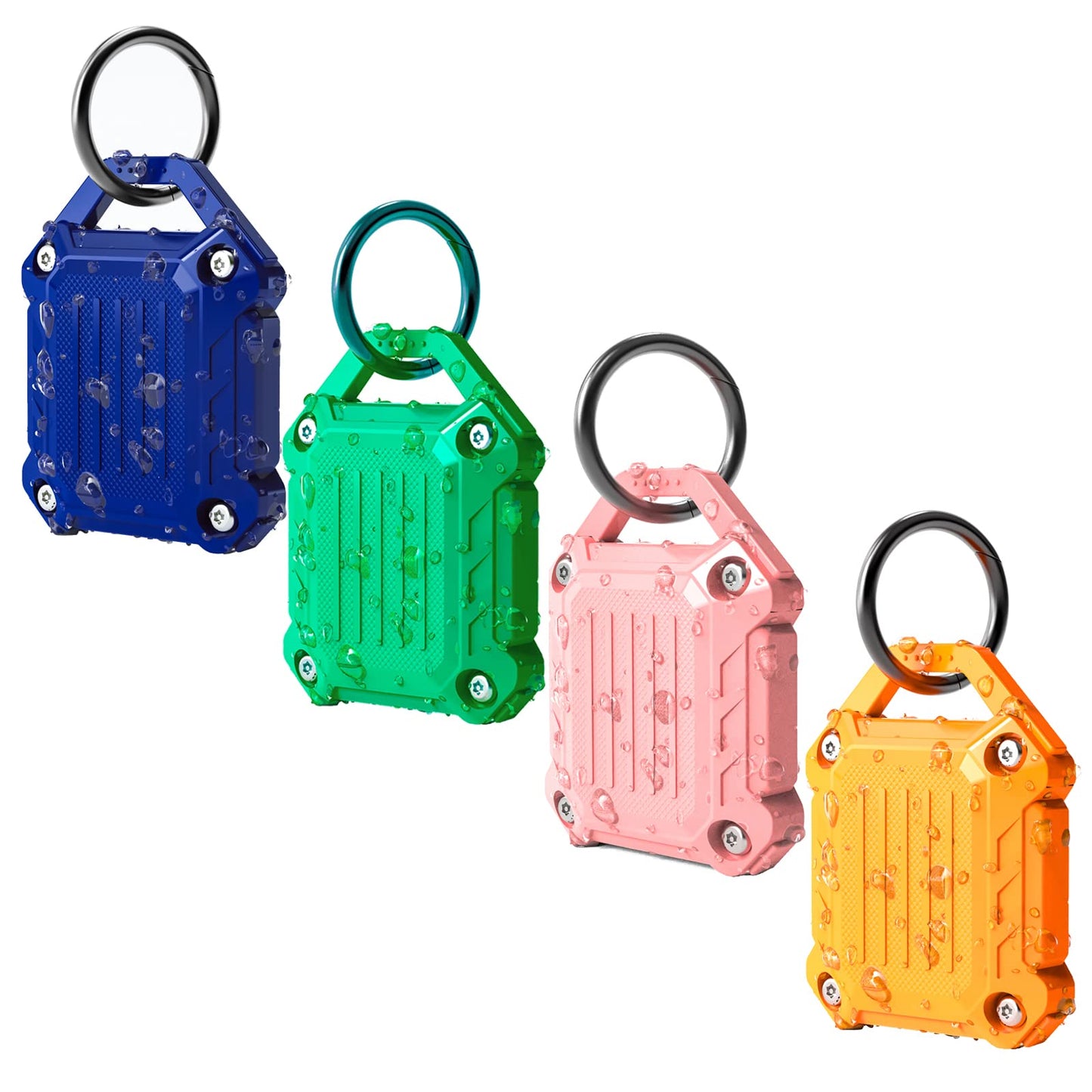 Dovick- Waterproof Airtag Keychain Holder Case,Screw Full Cover Compatible with Apple Air Tag Tracker Key Ring (Black 2Pack)