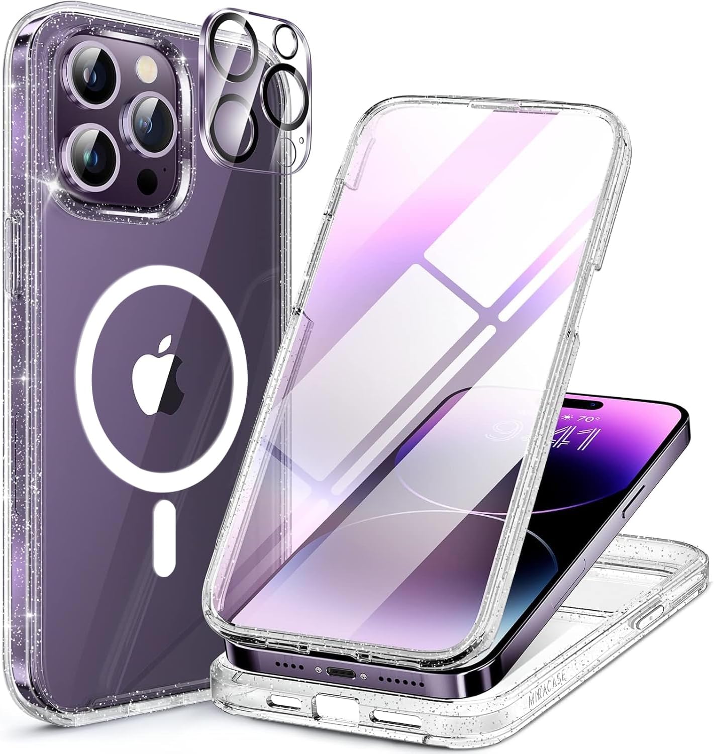 Miracase for iPhone 17e Case& iPhone 16e Case, Full-Body Phone with Built-in Glass Screen Protector, [Magnetic with MagSafe] Military Drop Proof 17 E/ 16 E Cover Bumper 6.1 inch, Black
