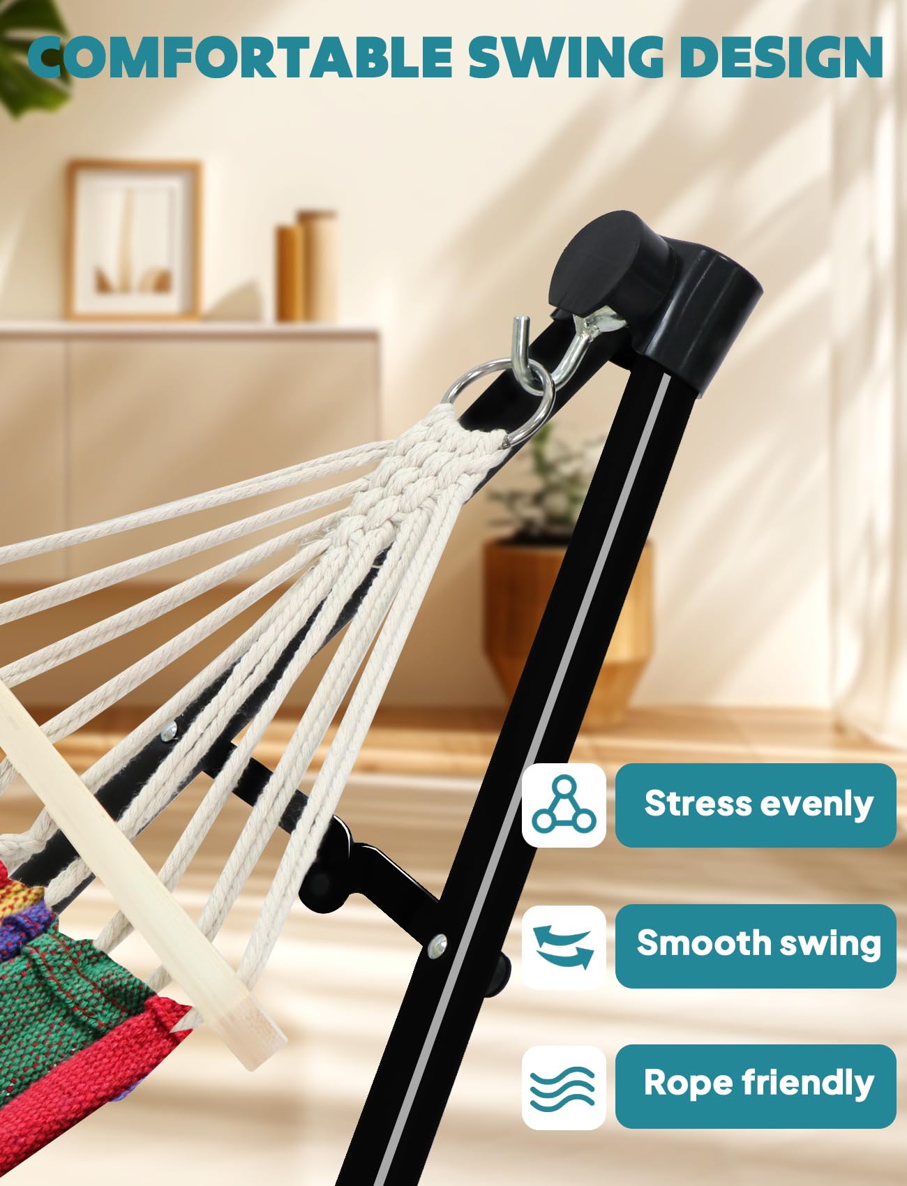 Anyoo 2 in 1 Hammock and Swinging Chair with Collapsible Steel Stand & Carrying Case,Portable & Adjustable,Easy Set Up for Outdoor,Indoor,Porch Swing,Patio,Garden,Camping Trip