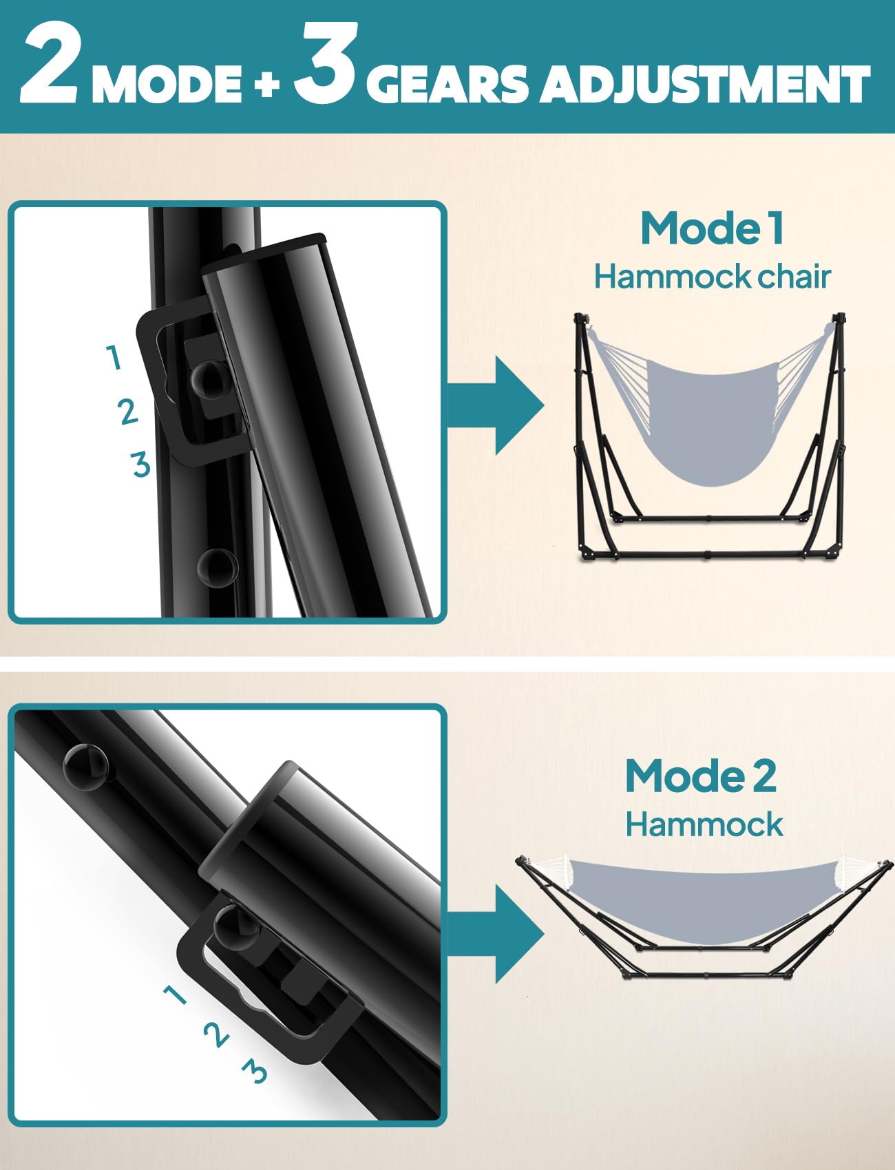 Anyoo 2 in 1 Hammock and Swinging Chair with Collapsible Steel Stand & Carrying Case,Portable & Adjustable,Easy Set Up for Outdoor,Indoor,Porch Swing,Patio,Garden,Camping Trip