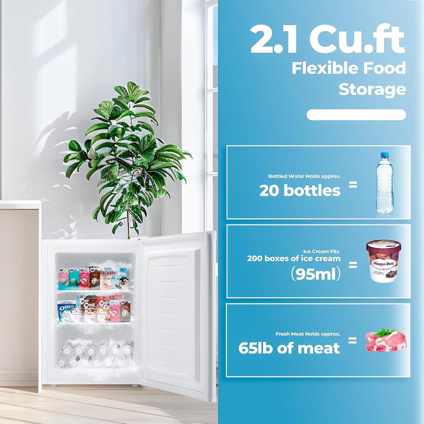 1.1 Cu.ft Upright Freezer, Small Mini Freezer with Adjustable Thermostat, Removable Shelves, Reversible Single Door, for Bedroom/Home/Dorms/Apartment, Silver