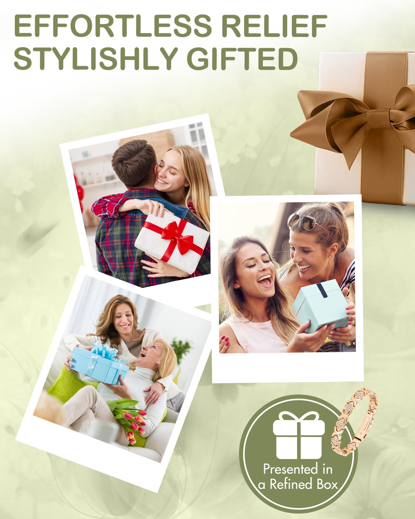 Feraco Pure Copper Bracelets for Women, Ultra Strength Magnetic Therapy Bracelet for Pain Relief with Neodymium Magnets & Sparkling Cubic Zirconia, Adjustable, Infinite Clover Jewelry