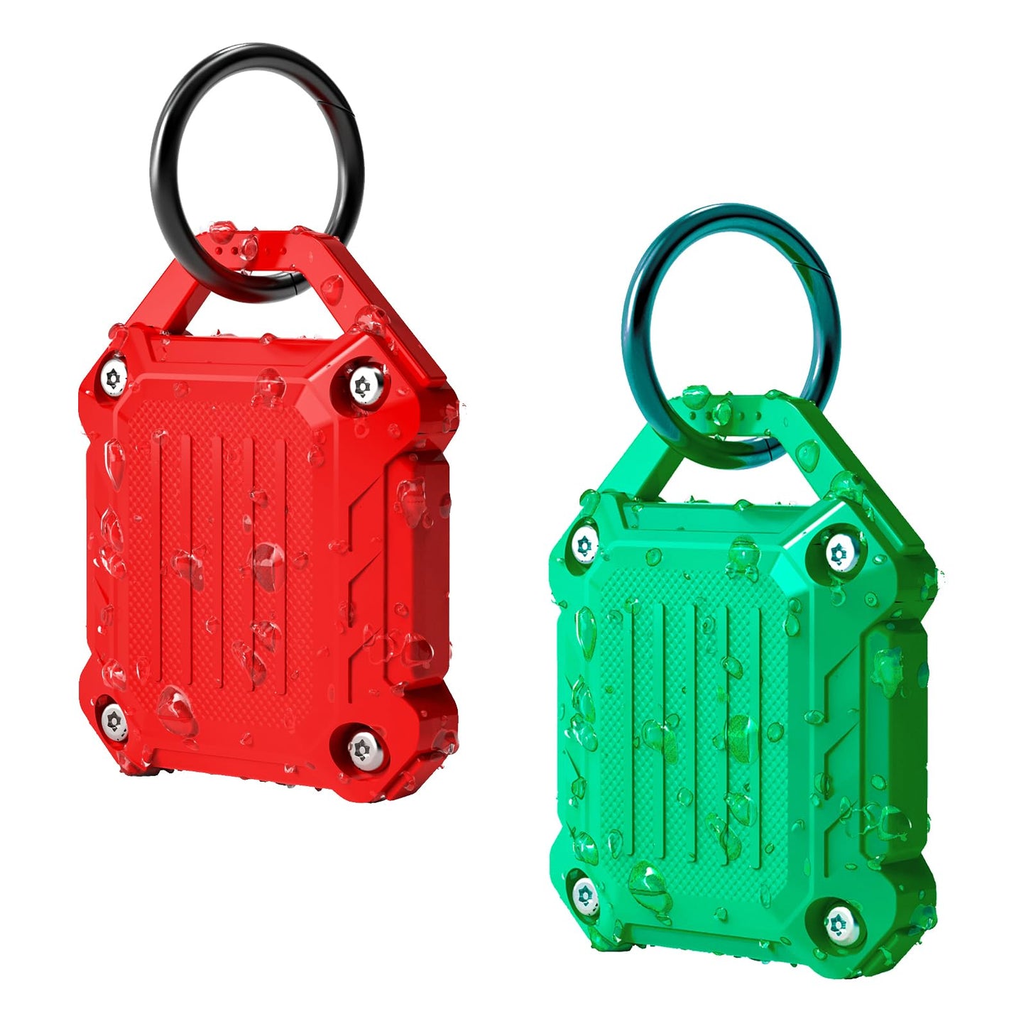 Dovick- Waterproof Airtag Keychain Holder Case,Screw Full Cover Compatible with Apple Air Tag Tracker Key Ring (Black 2Pack)