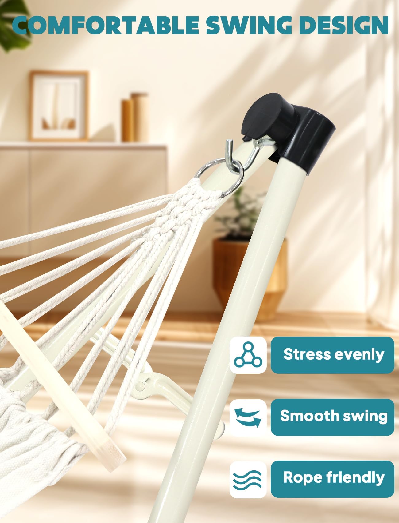 Anyoo 2 in 1 Hammock and Swinging Chair with Collapsible Steel Stand & Carrying Case,Portable & Adjustable,Easy Set Up for Outdoor,Indoor,Porch Swing,Patio,Garden,Camping Trip