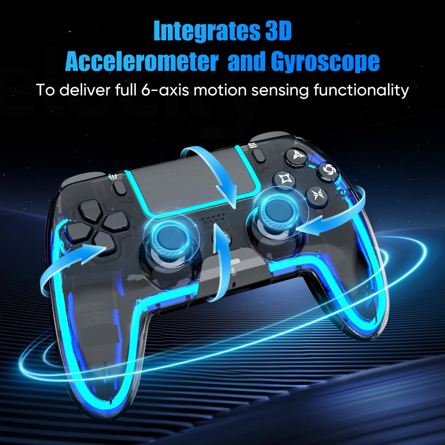 BETMI Wireless Controller for PS5, Pro/Slim/MAC/Steam Deck/PC, Hall Effect Joystick, Dual Vibration/Marco/Turbo, 3.5mm Jack, 6-Axis, Mute Key, LED Gamepad with Speaker (4 Lighting Effects, 9 Light Colors)